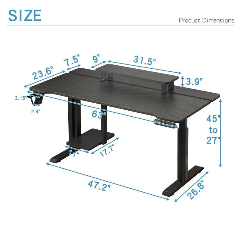 Polaris 63" Adjustable Height Desk by HouseOfZazla