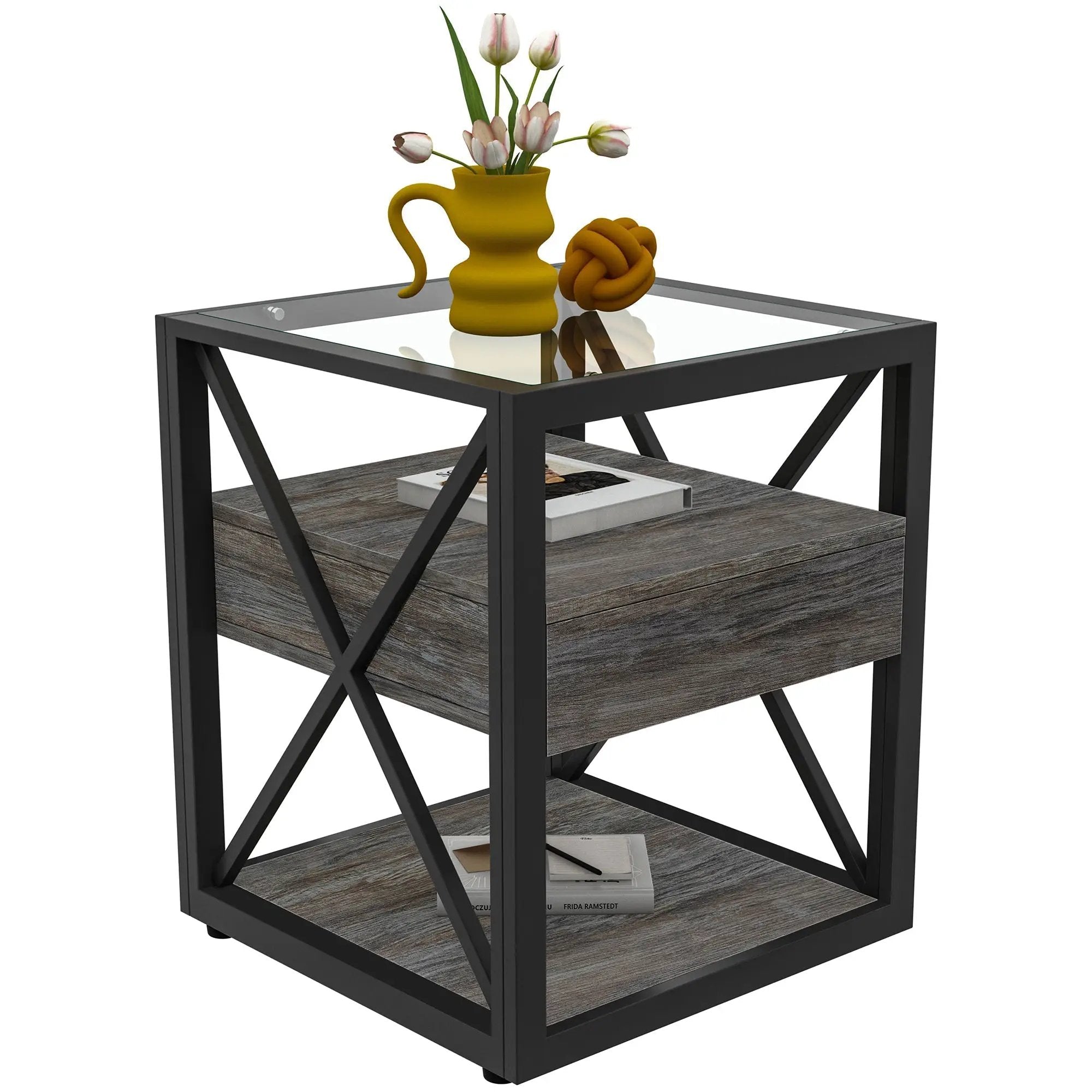 Set of 2 Modern End Tables with Drawer - Nightstands by HouseOfZazla