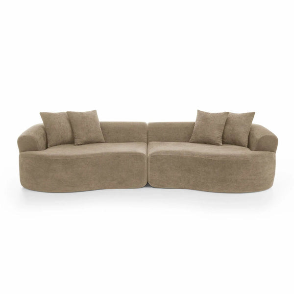 Cloud 4 Seater Sectional Curved Sofa, Minimalist Design - Light Brown
