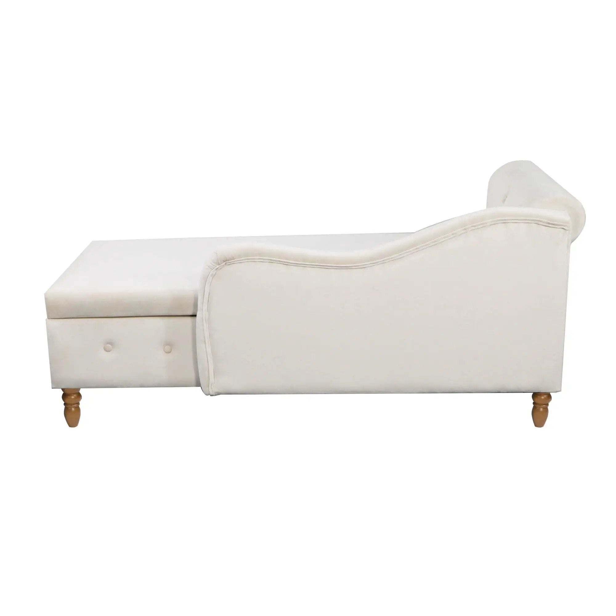 Chaise Lounge Indoor, Lounge Chair For Bedroom With Storage & Pillow, Modern Upholstered Rolled Arm Chase Lounge For Sleeping With Nailhead Trim For Living Room Bedroom Office by HouseOfZazla