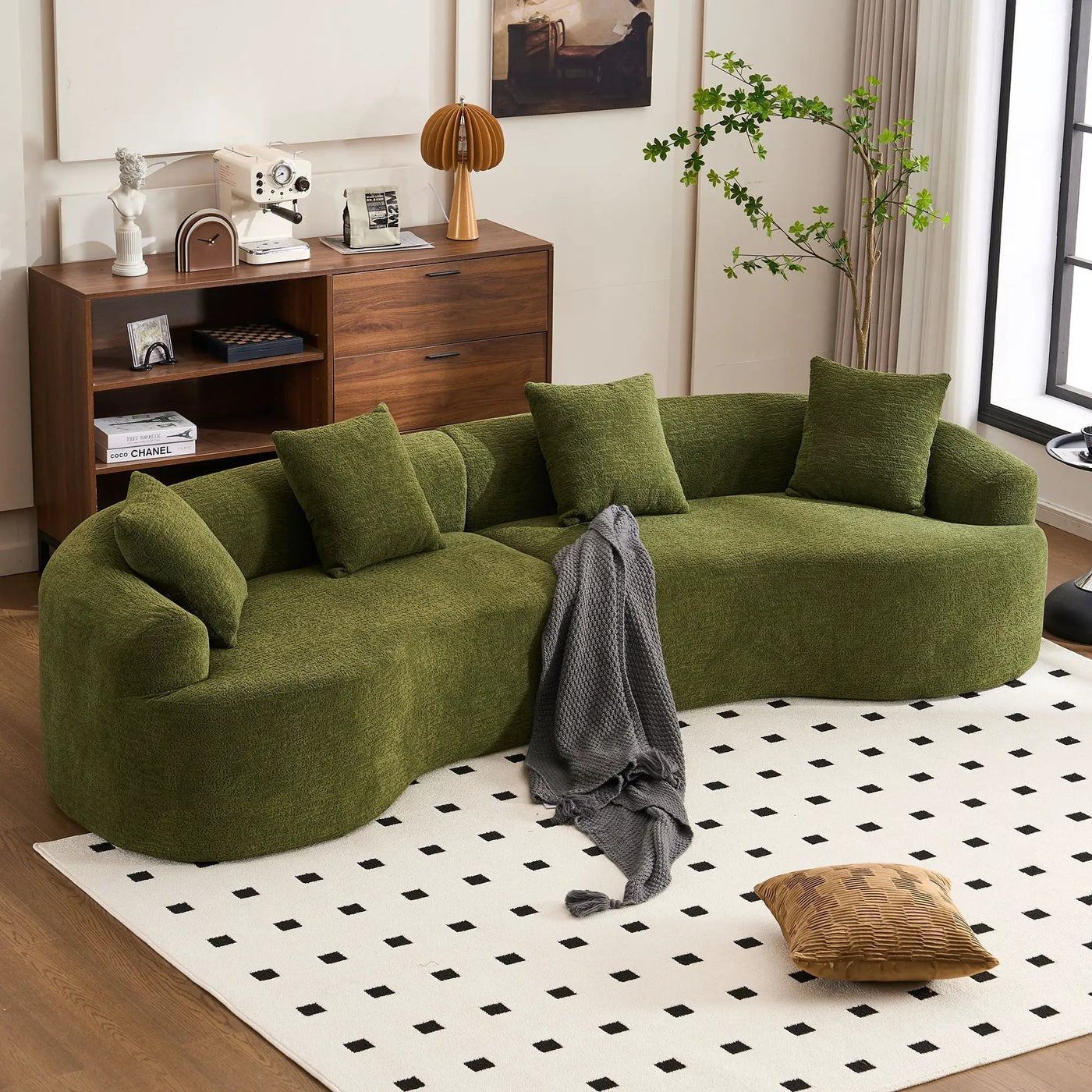 4 Seater Sofa With Fabric, 30D, 60 Hardness Full Sponge, 4 Pillow For Living Room, Home Furniture Sleeper Sectional Sofa For Apartment by HouseOfZazla