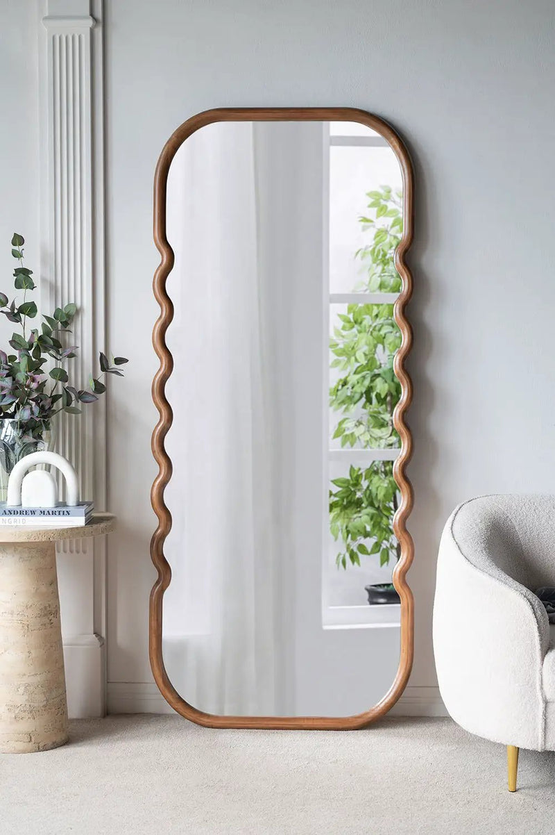 Oversized Wooden Floor Mirror With Unique Frame - Brown by Unique Piece Furniture