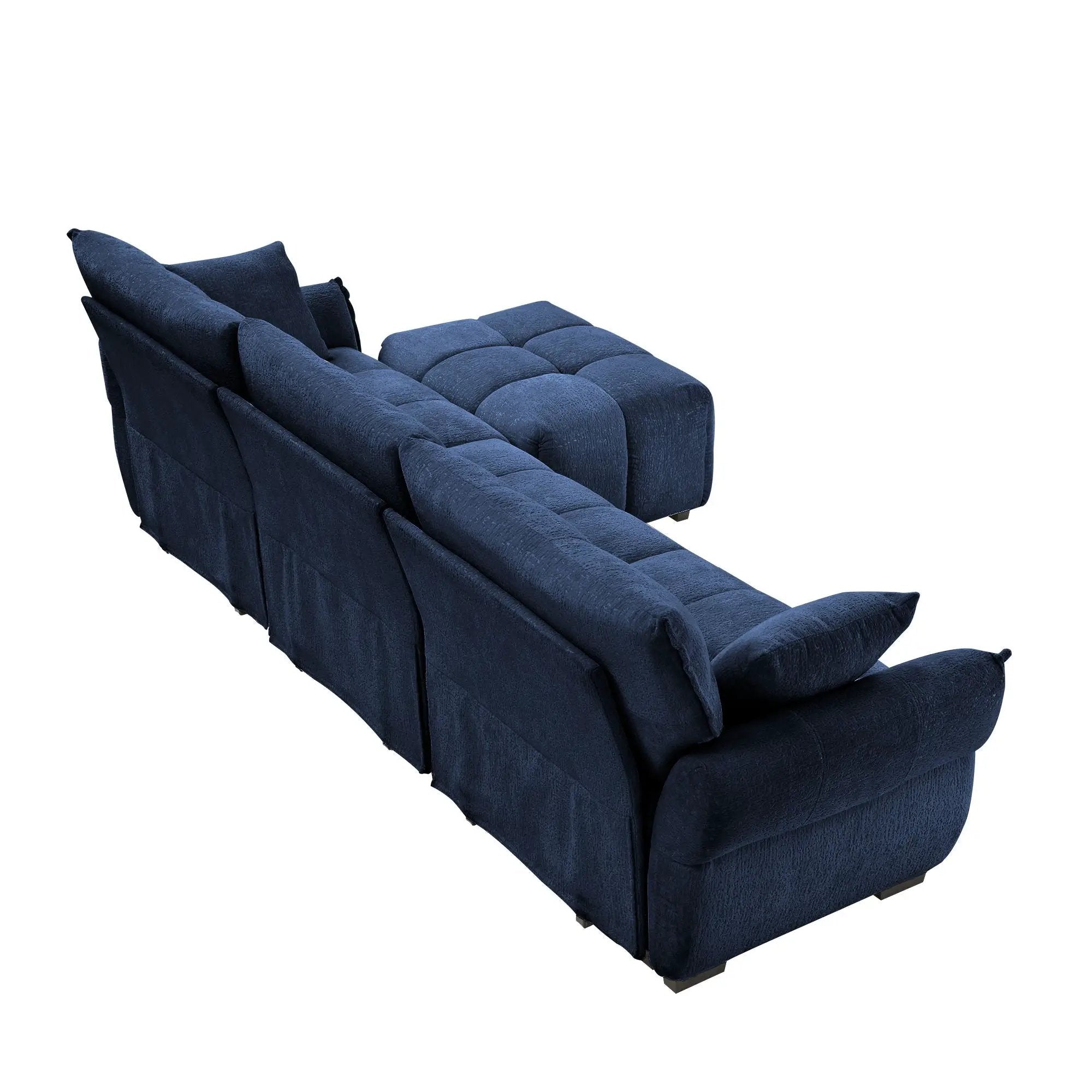 Sofa Set With Ottoman And Pillows, Textured, High Resilience Cushions by HouseOfZazla