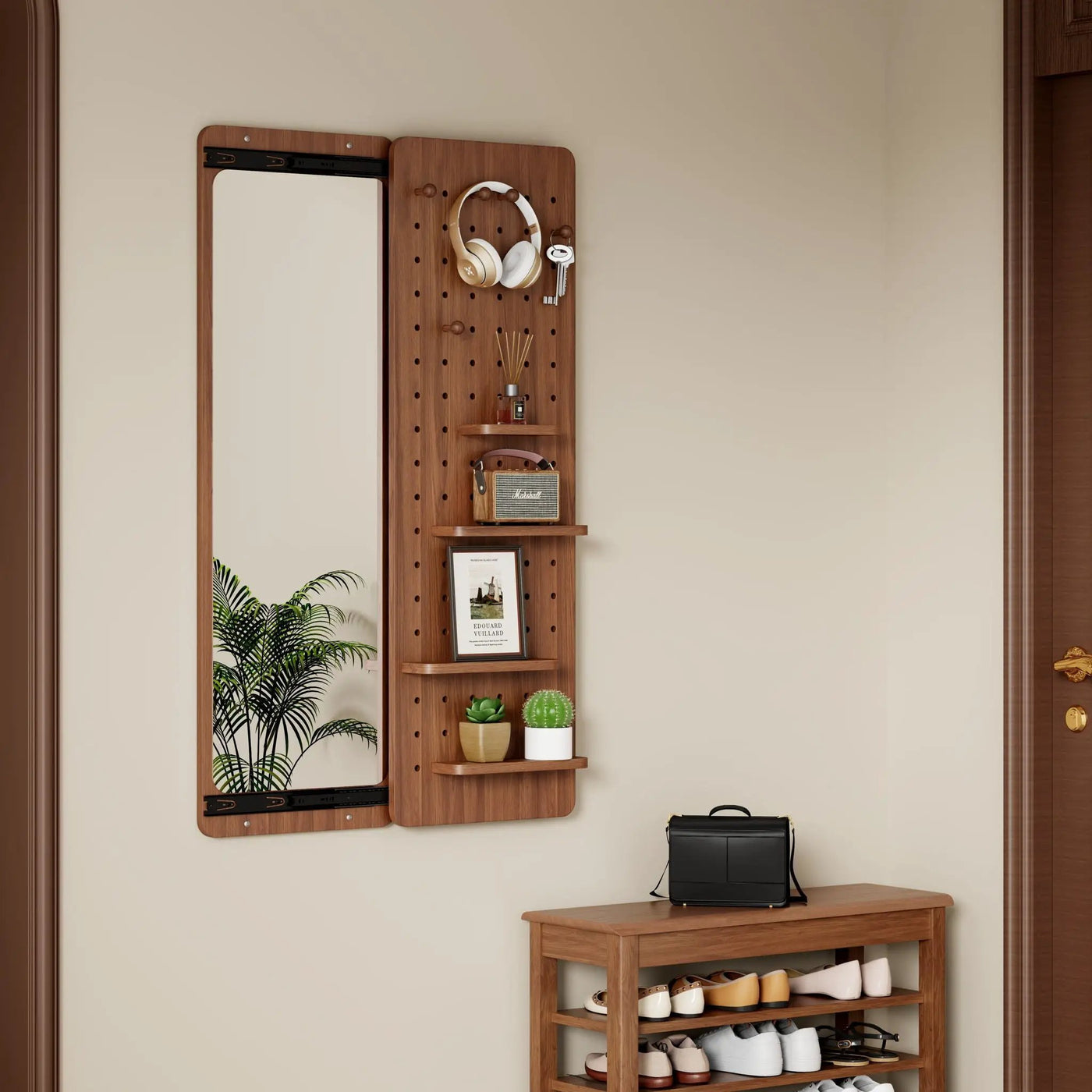 Wall Mounted Full Length Mirror With Shelf And Hook by Unique Piece Furniture