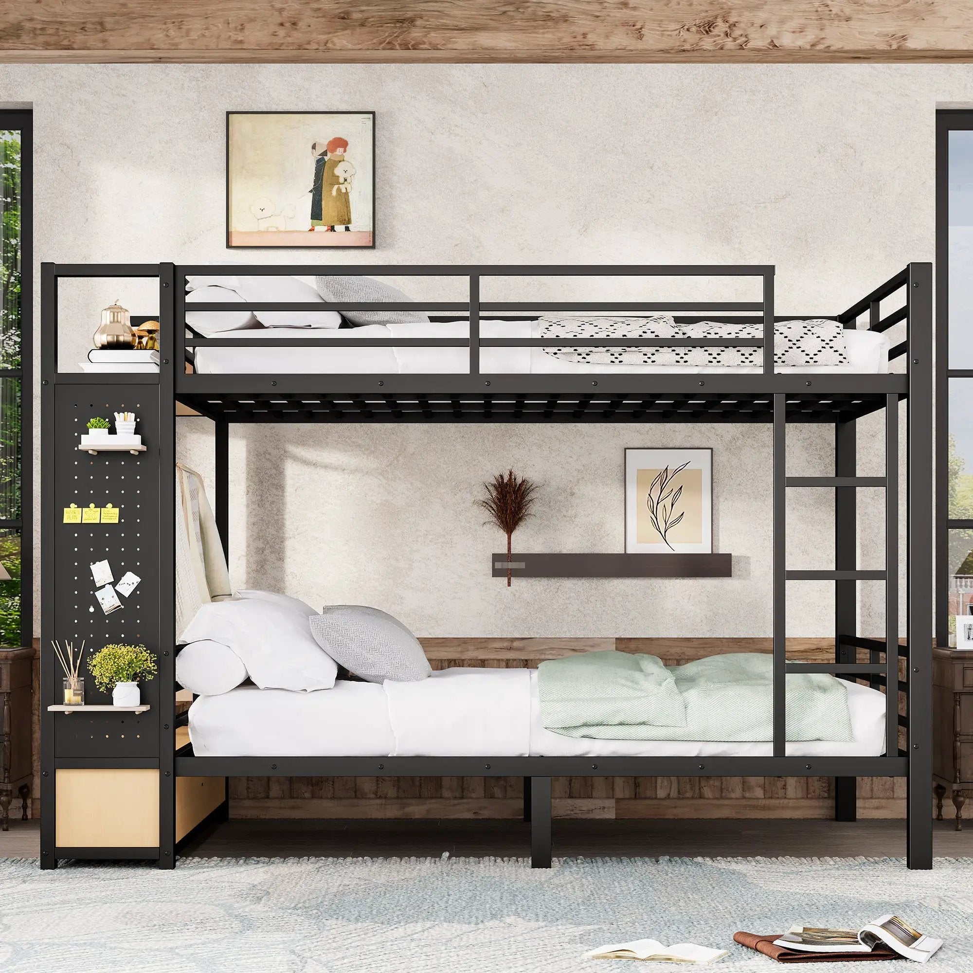 Queen Over Queen Size Metal Bunk Bed for Teens by HouseOfZazla