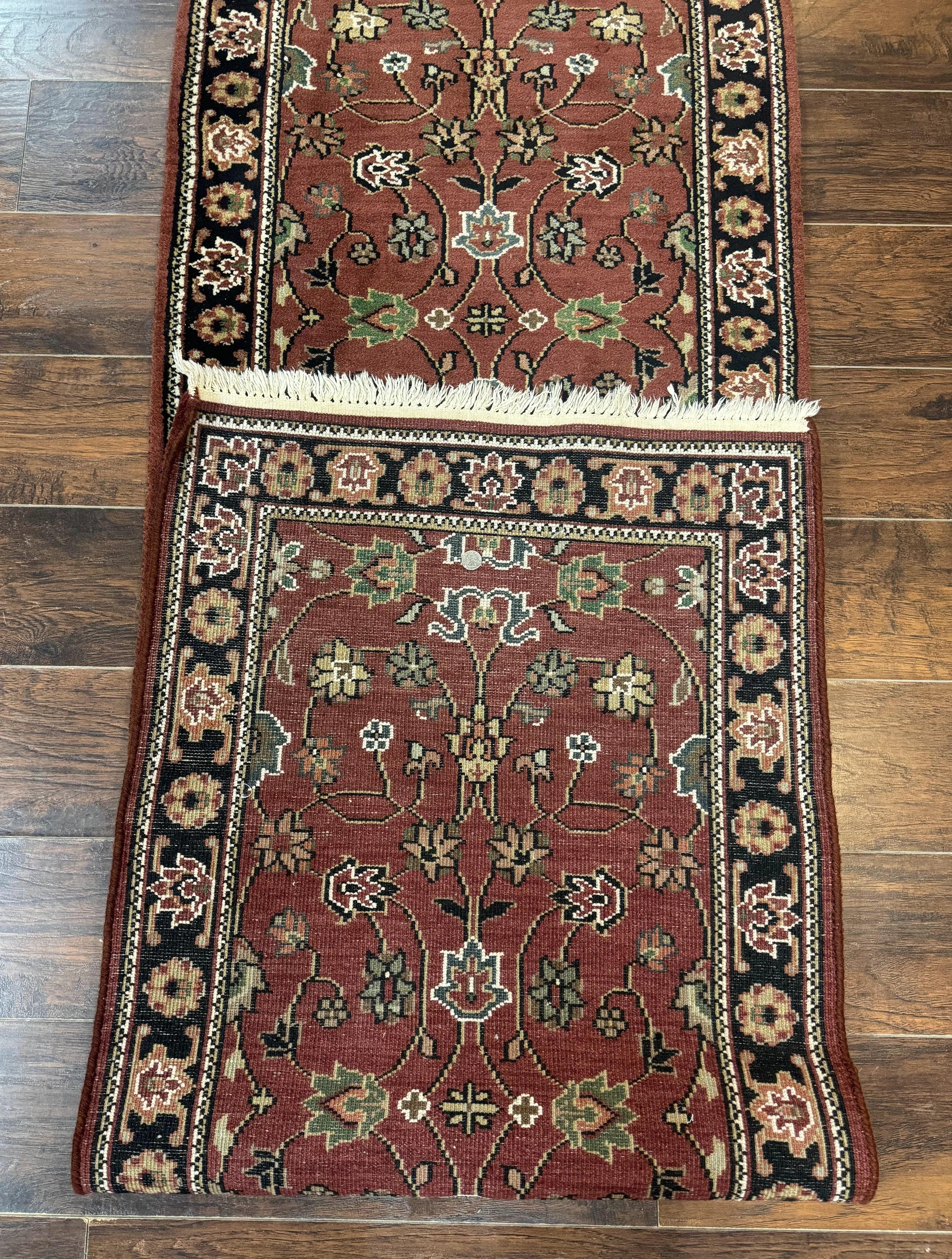 Indo Persian Sarouk Runner Rug 2.8 x 20 ft Runner for Hallway, Long Runner Rug, Handmade by Jewel Rugs