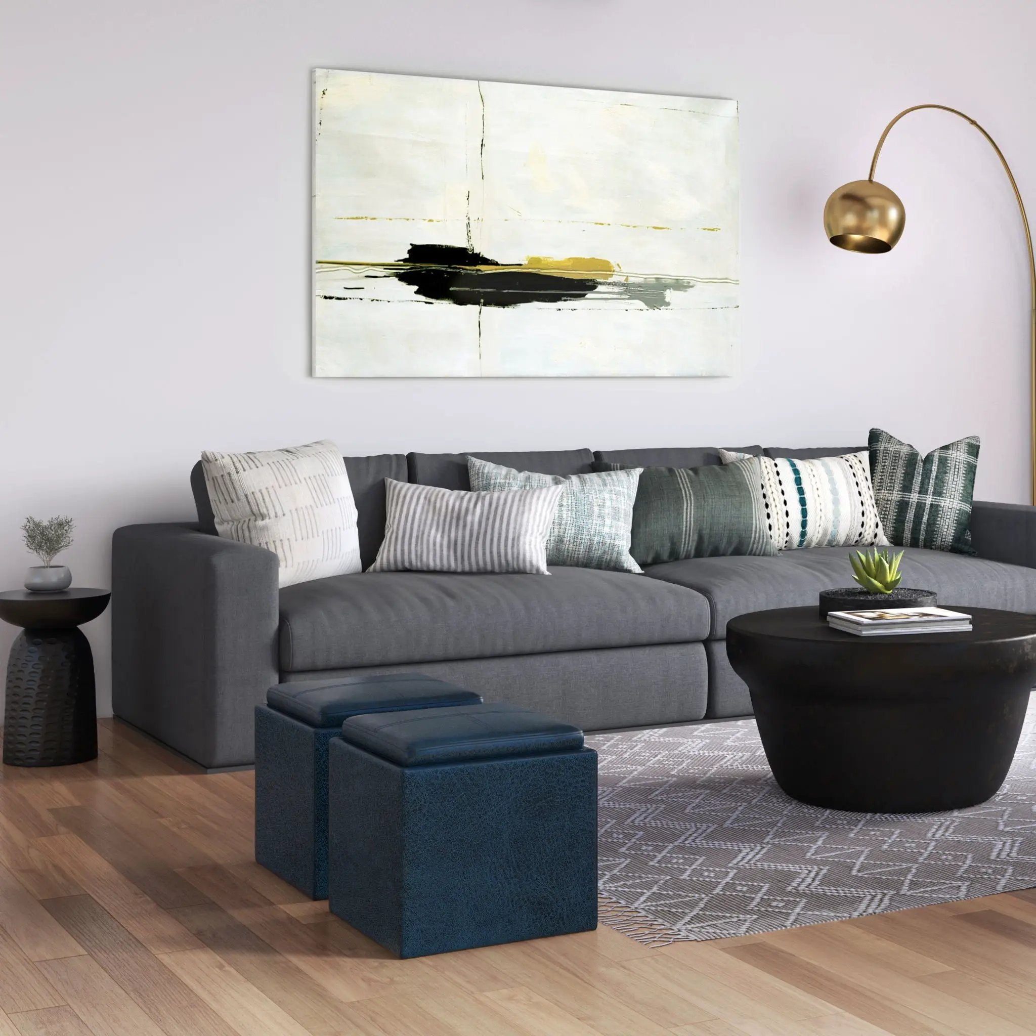 Rockwood - Upholstered Cube Storage Ottoman With Tray by HouseOfZazla