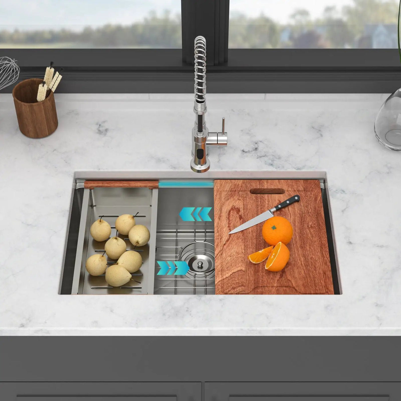 Undermount Workstation Kitchen Sink Stainless Steel Single Bowl by HouseOfZazla
