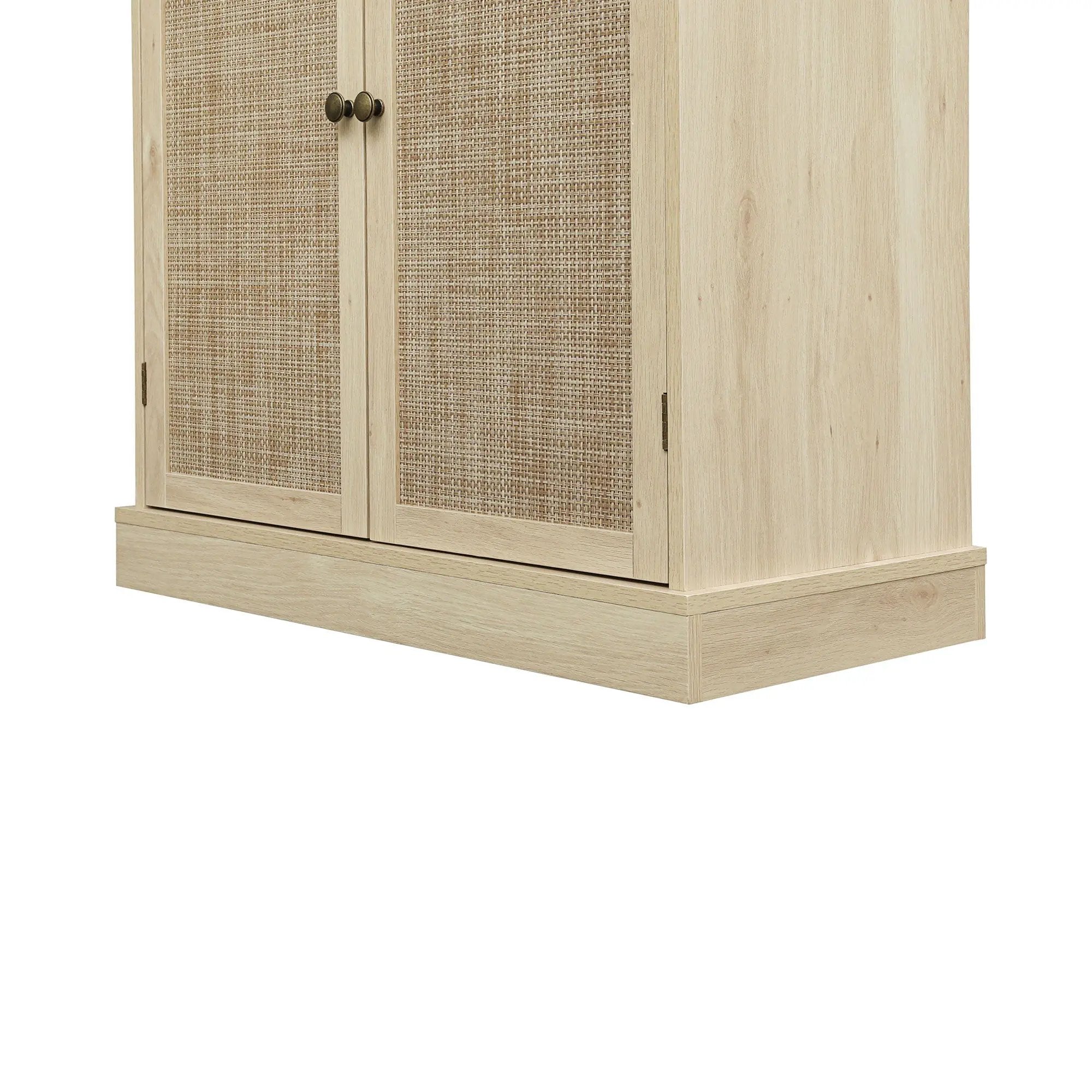 4 Door Storage Cabinet With 1 Drawer And 4 Adjustable Inner Shelves - Natural by HouseOfZazla