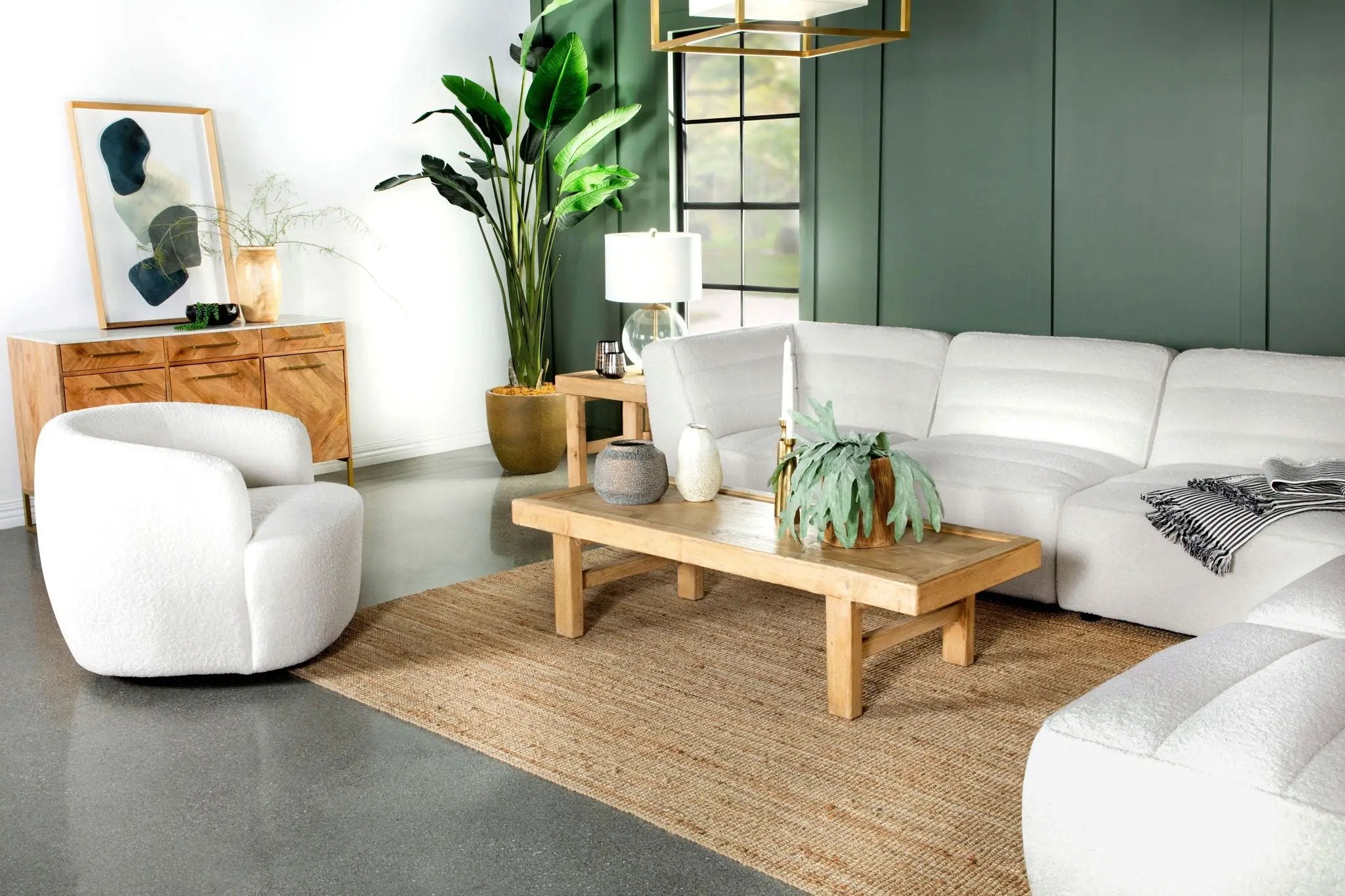 Sunny Square Upholstered Ottoman Natural by Unique Piece Furniture