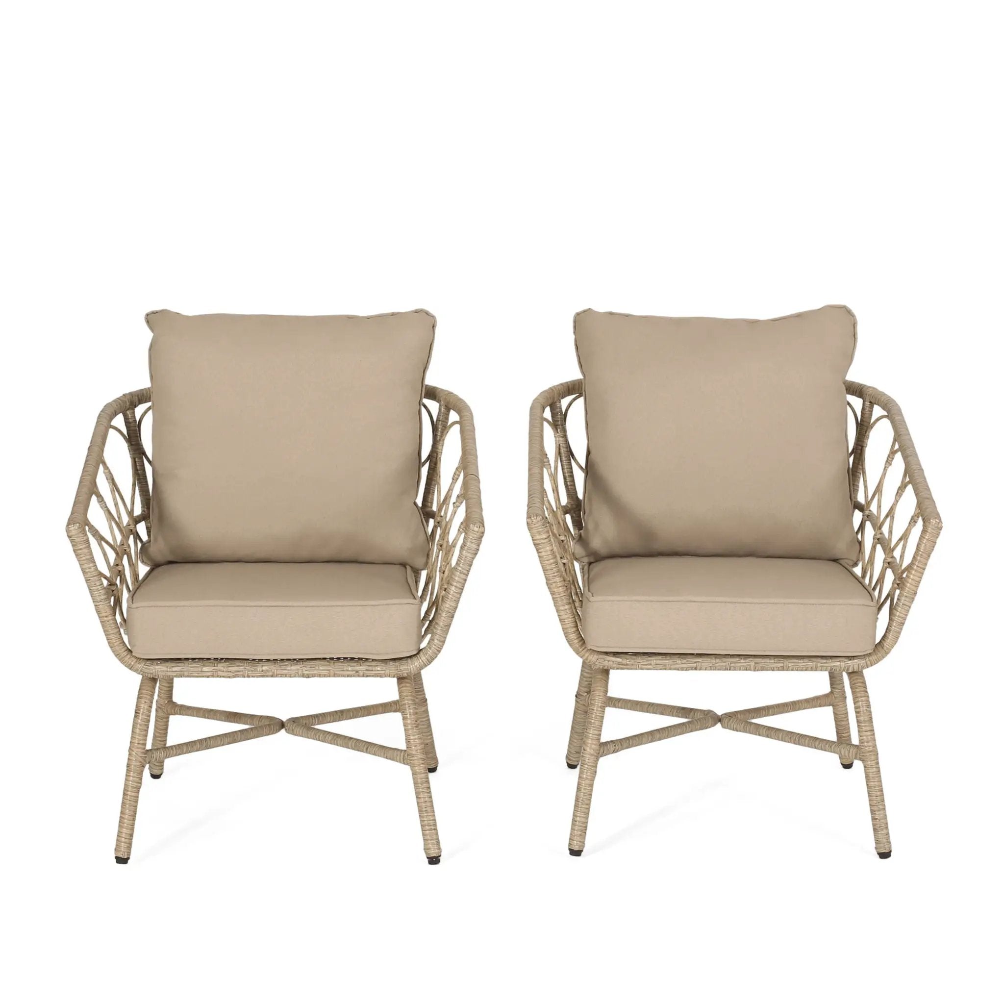 Bruce Outdoor Club Chair Set with Water Resistant Cushions by HouseOfZazla