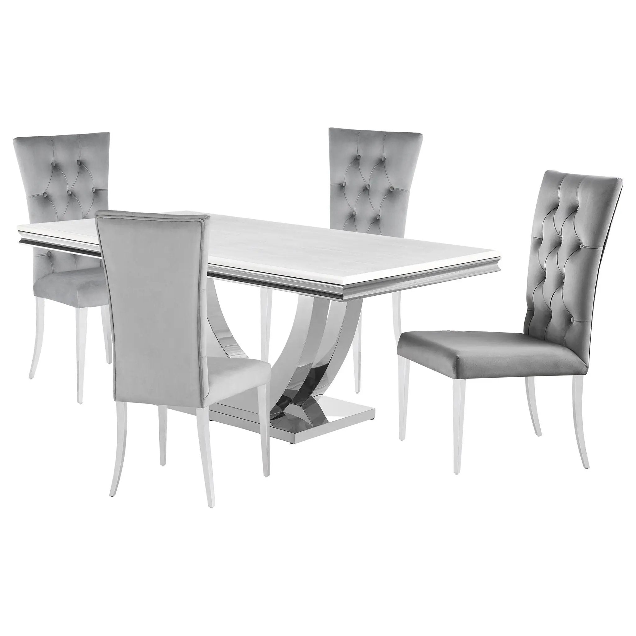 Kerwin 5-piece Rectangular Dining Table Set Grey and Chrome by Unique Piece Furniture