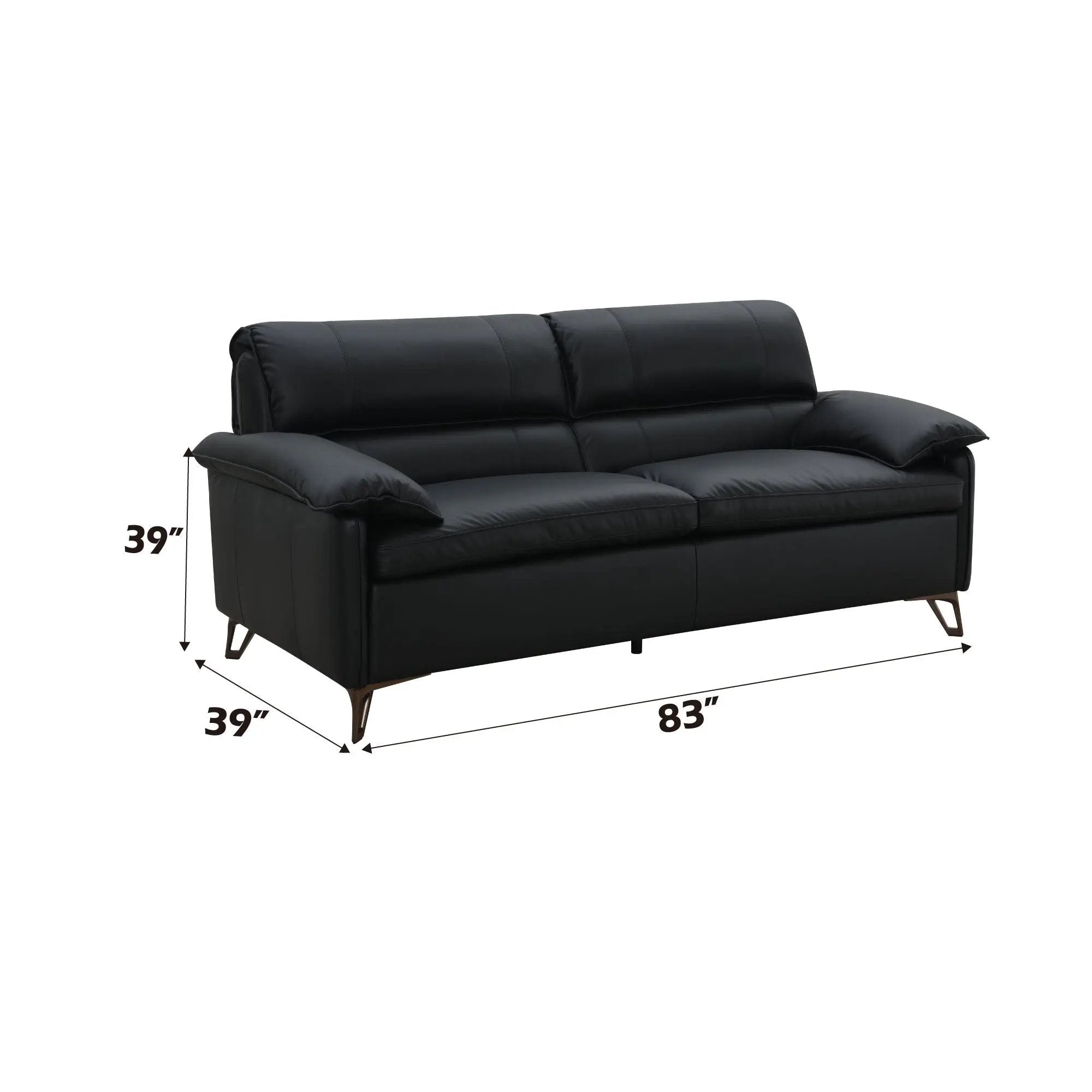 Eilene - Top Grain Leather Loveseat - Black by HouseOfZazla