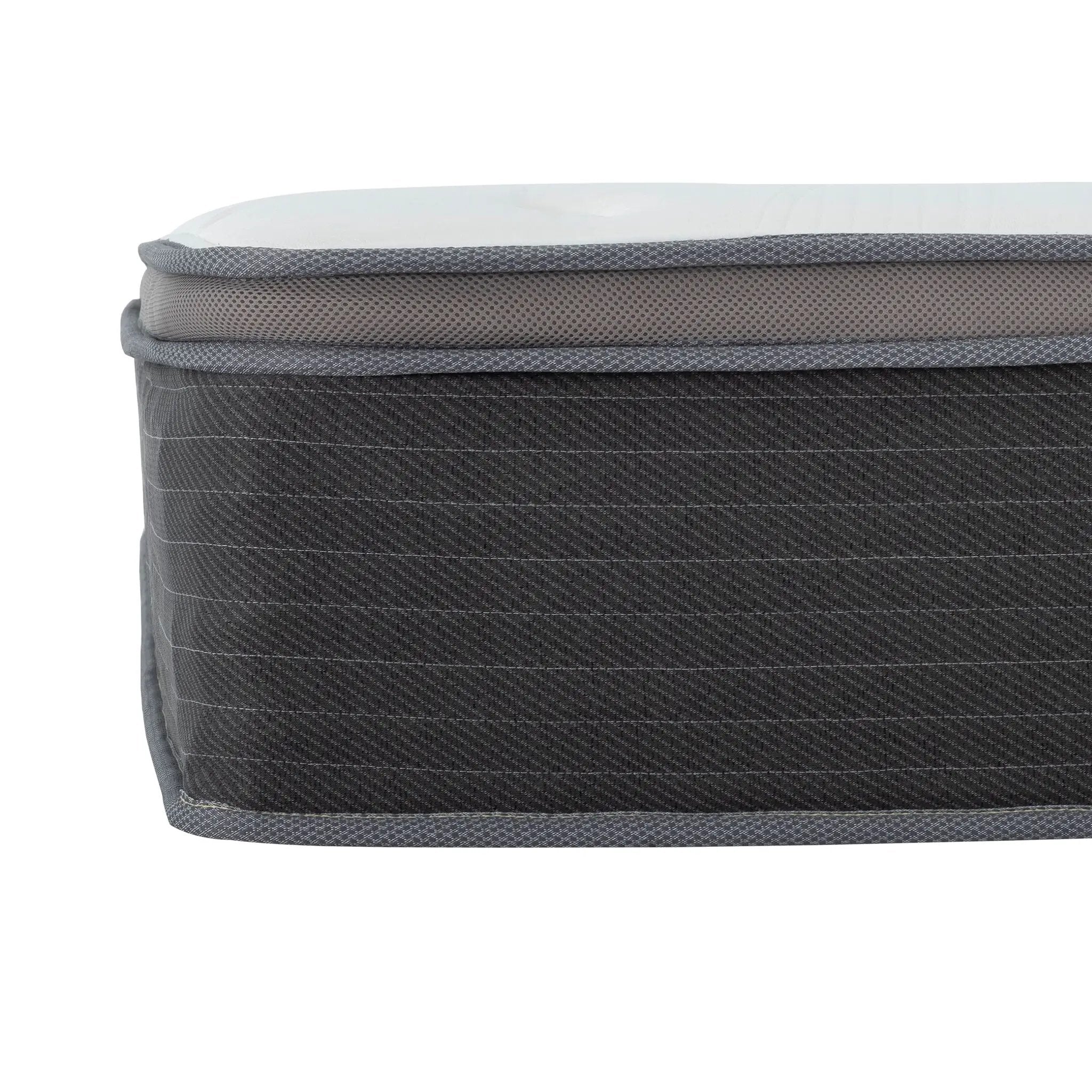 12'' Hybrid Mattress In A Box, Plush Gel Memory Foam Mattress Top With Pocket Coil Base - Gray / White - Queen by Unique Piece Furniture