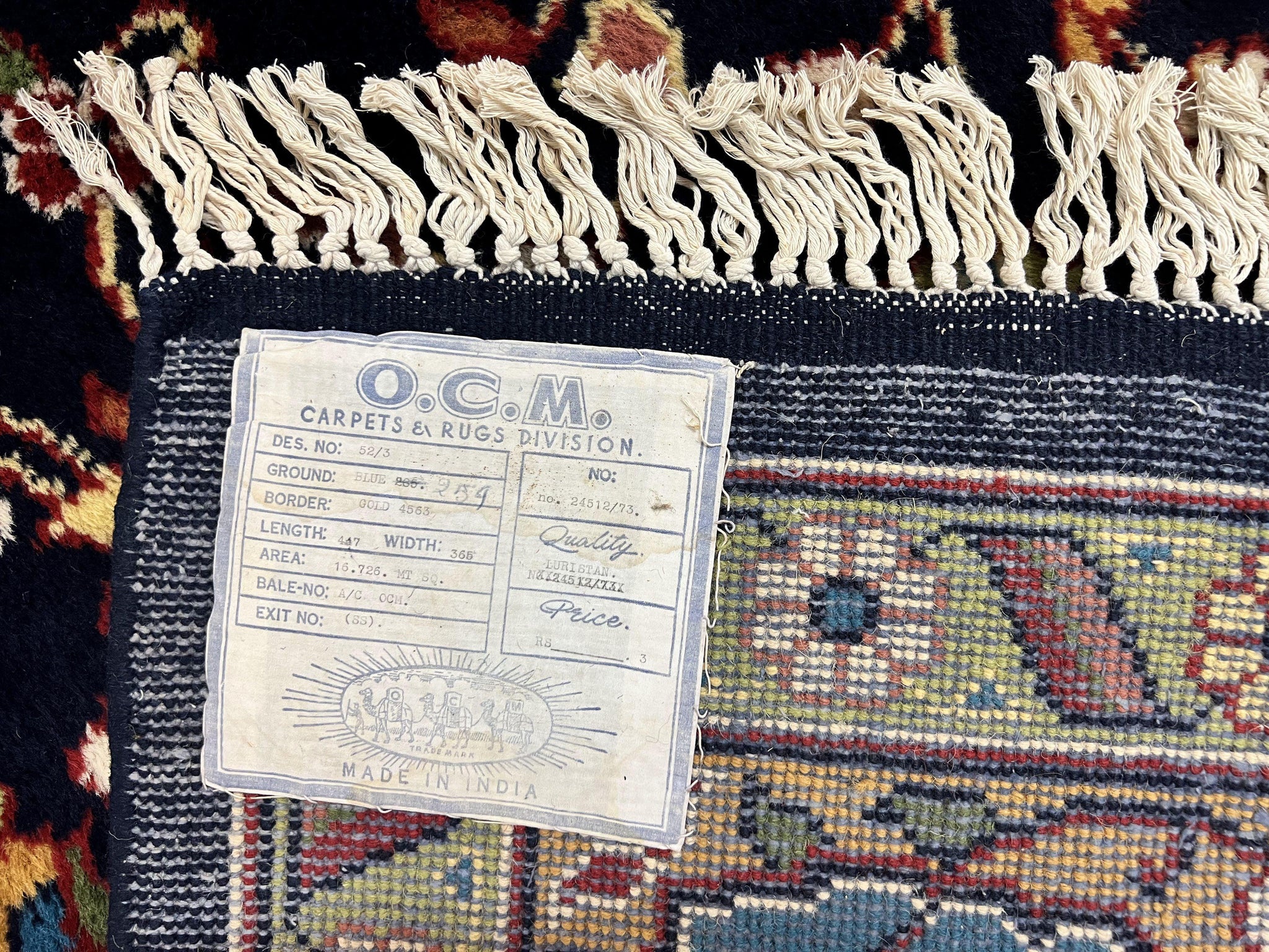 Indo Persian Rug 12x15, Mahal Sarouk Rug 12 x 15, Wool Hand Knotted Vintage Carpet, Navy Blue, Oversized Rug, Center Medallion by Jewel Rugs