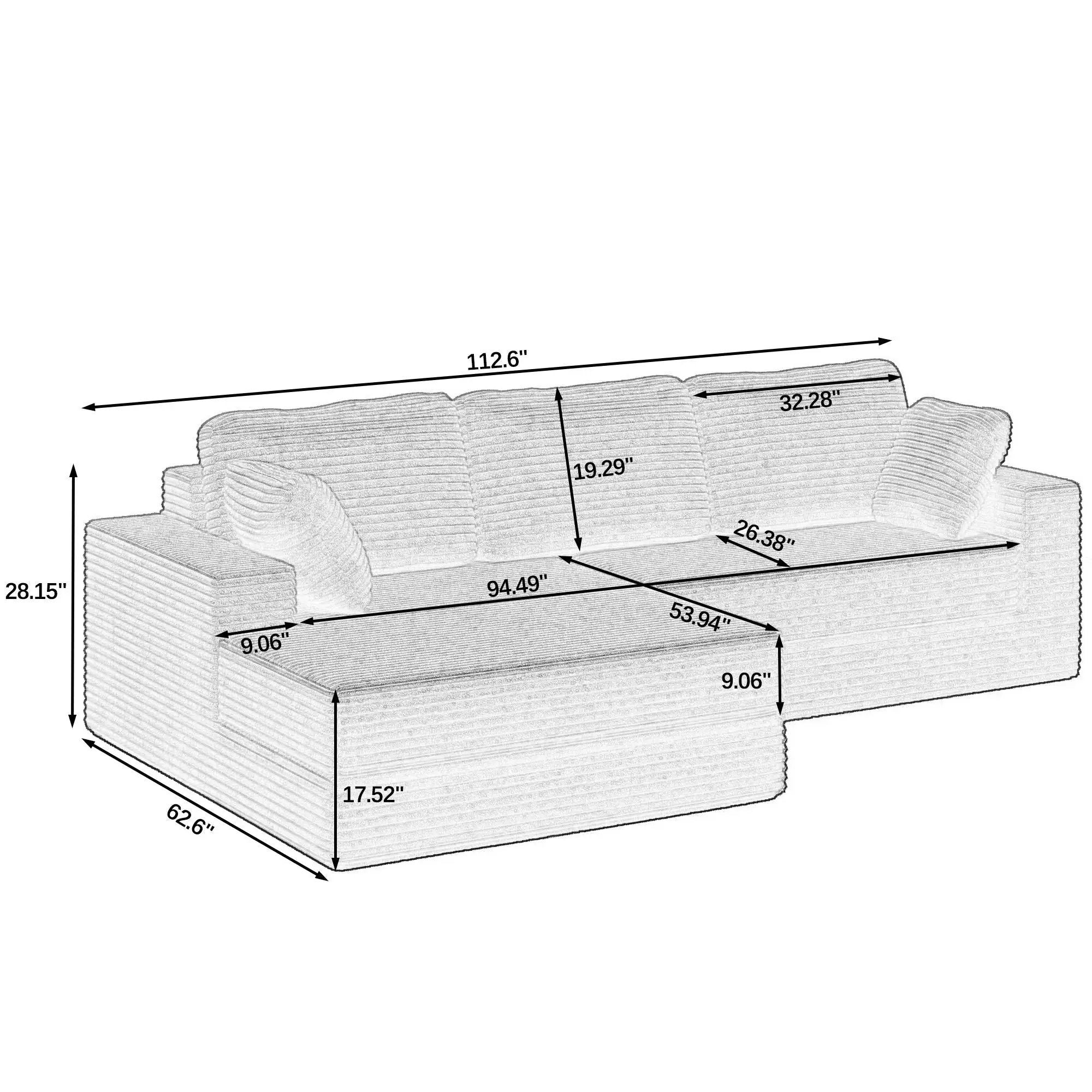 Modern Minimalist L Shape Modular Sectional Sofa, Couch by HouseOfZazla