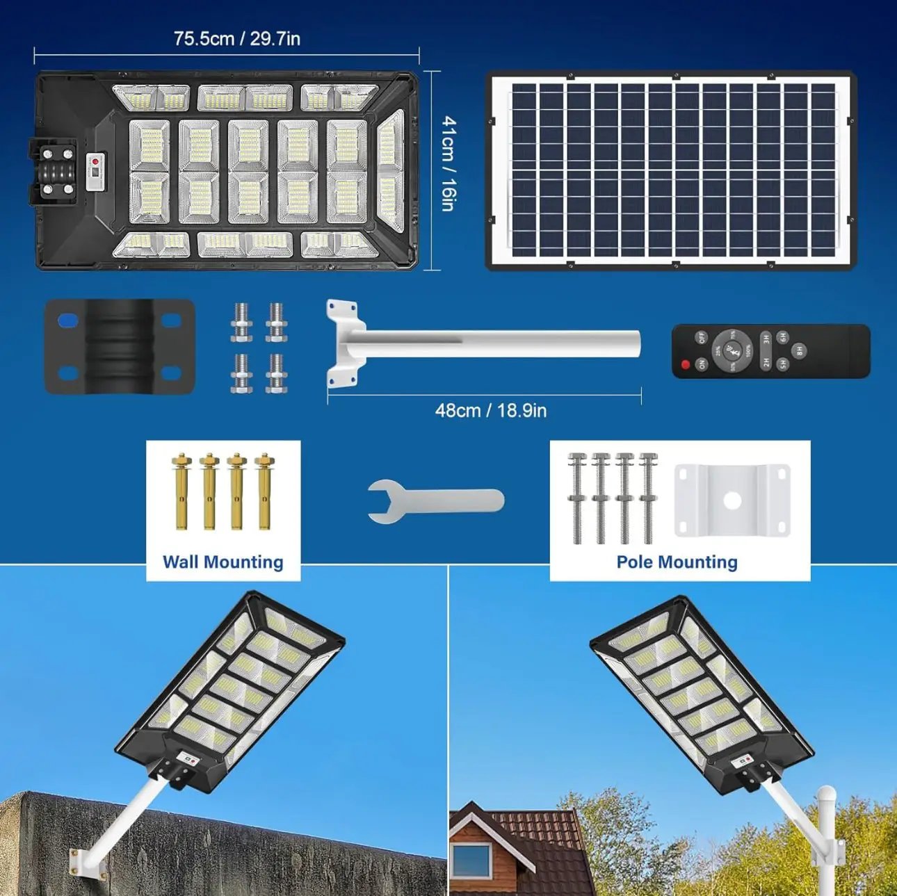 8800W Solar Street Lights Outdoor Waterproof 6500K Dusk to Dawn 180000 Lumen Motion Sensor Super Bright Solar Parking Lot Light by Outdoor Solar Outlet