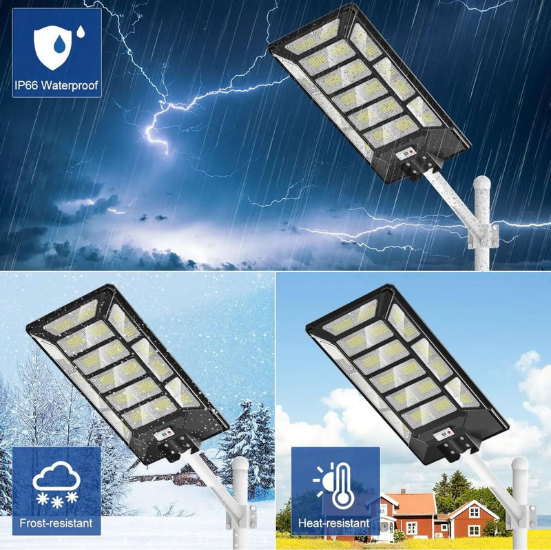 8800W Solar Street Lights Outdoor Waterproof 6500K Dusk to Dawn 180000 Lumen Motion Sensor Super Bright Solar Parking Lot Light by Outdoor Solar Outlet
