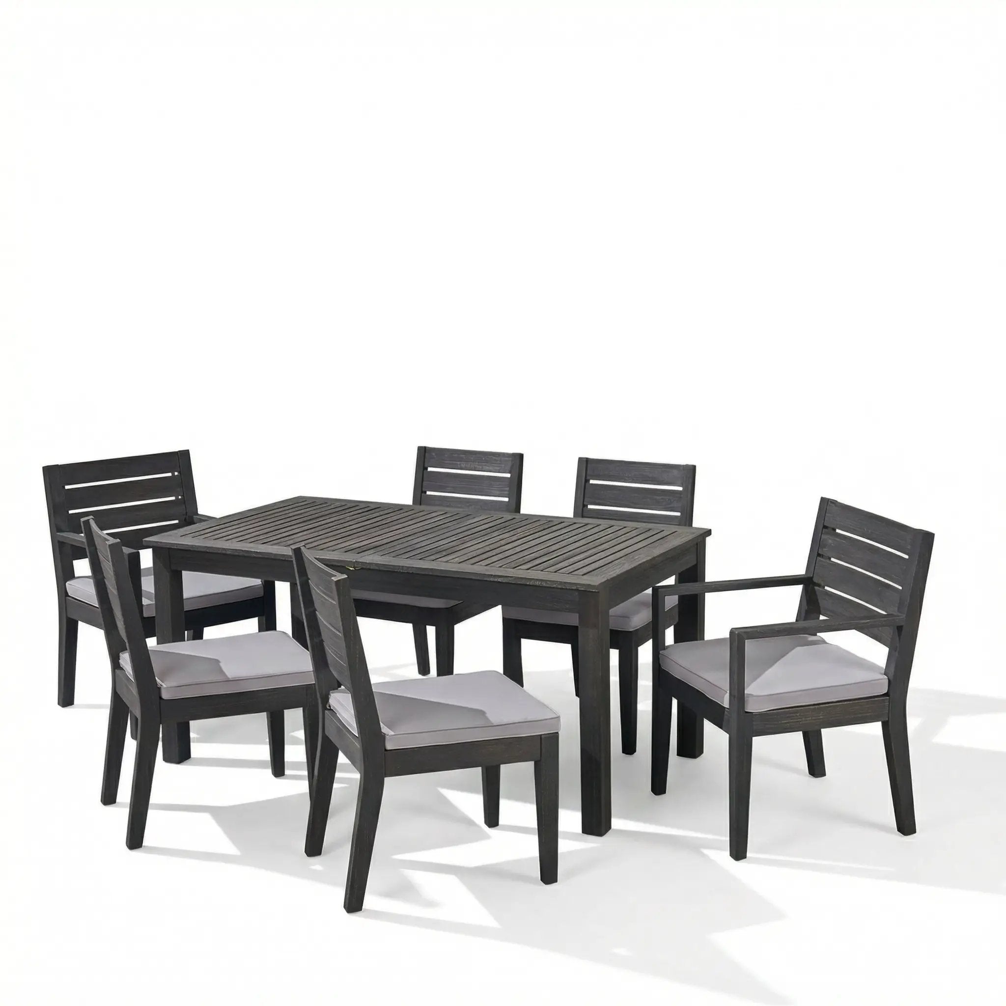 Outdoor Acacia Wood 7 Piece Expandable Dining Set, Sandblasted by HouseOfZazla