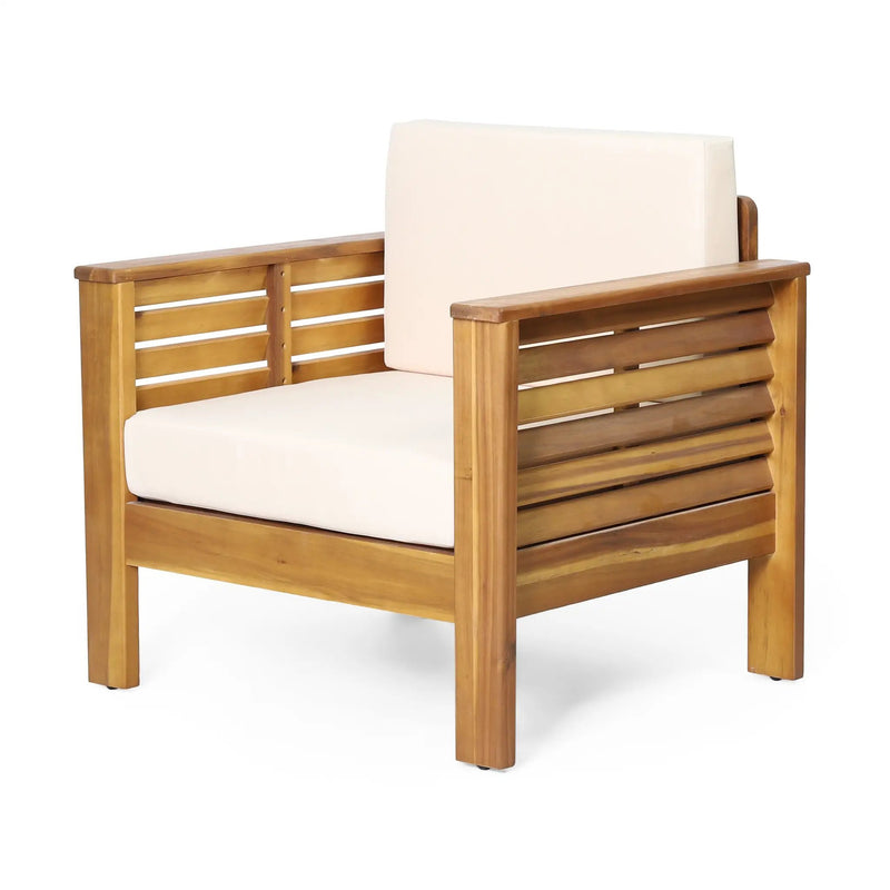 Set of 2 Outdoor Acacia Wood Club Chairs with Cushions by HouseOfZazla