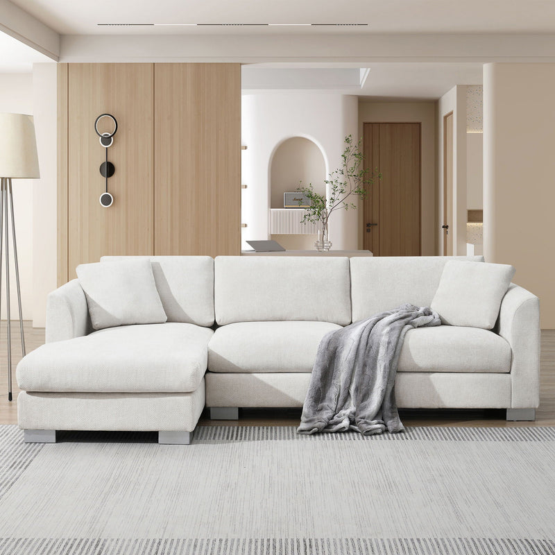 Modern Cloud Sectional Sofa L Shaped Luxury Couch Set With 2 Free Pillows 4 Seat With Oversized Chaise by Unique Piece Furniture