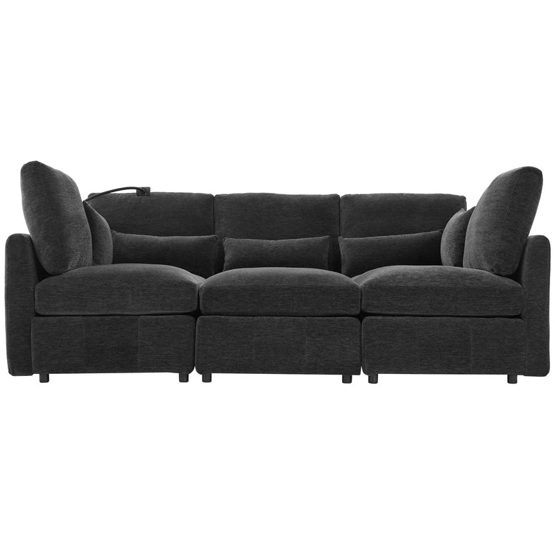Modern Modular U-Shaped Sofa Bed With Movable Ottoman, USB Ports, Phone Holder by Unique Piece Furniture