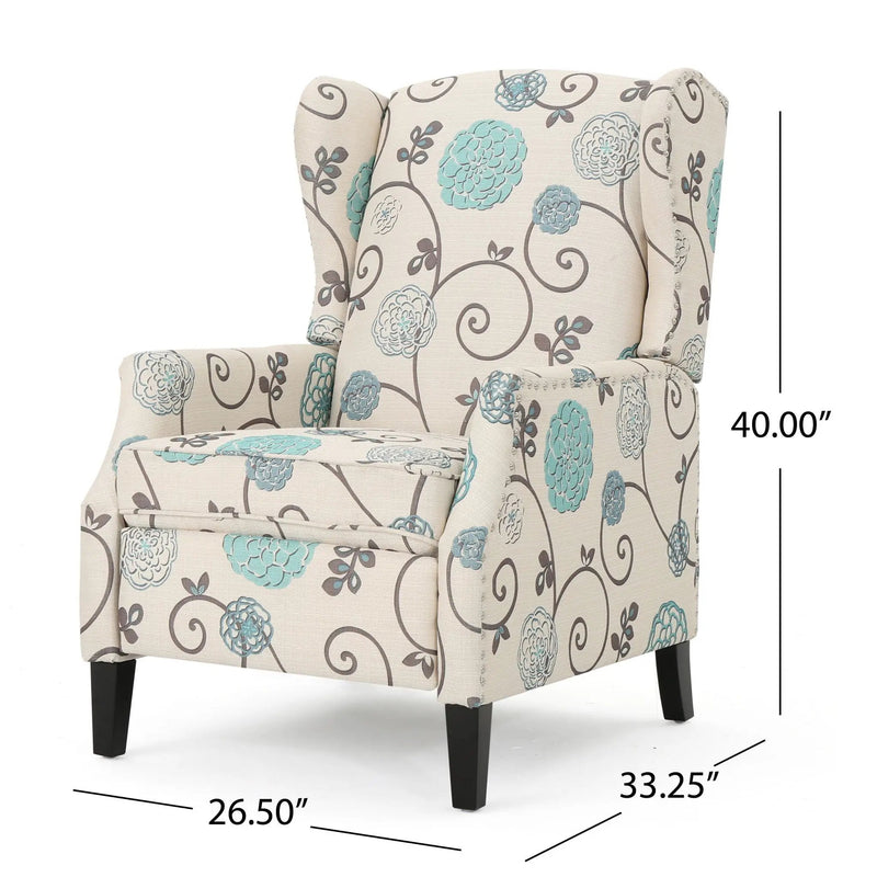 Westeros Wing Back Fabric Upholstered Recliner by Unique Piece Furniture
