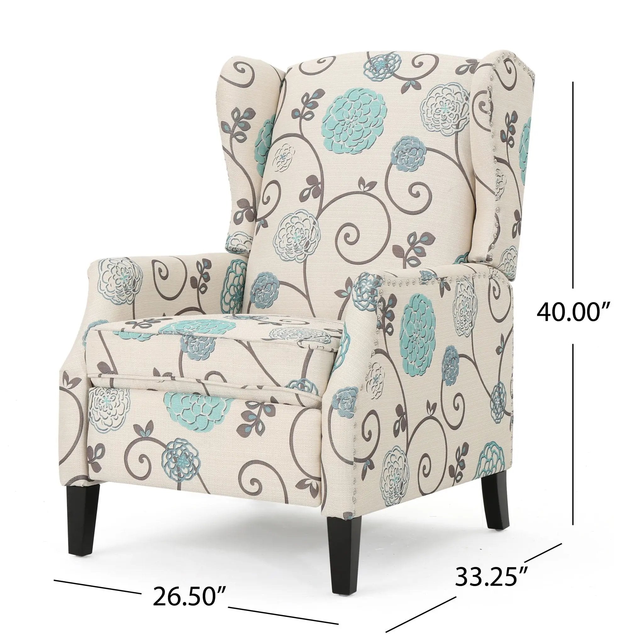 Westeros Wing Back Fabric Upholstered Recliner by Unique Piece Furniture