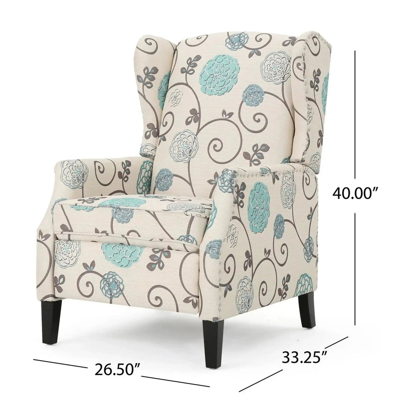 Westeros Wing Back Fabric Upholstered Recliner by HouseOfZazla