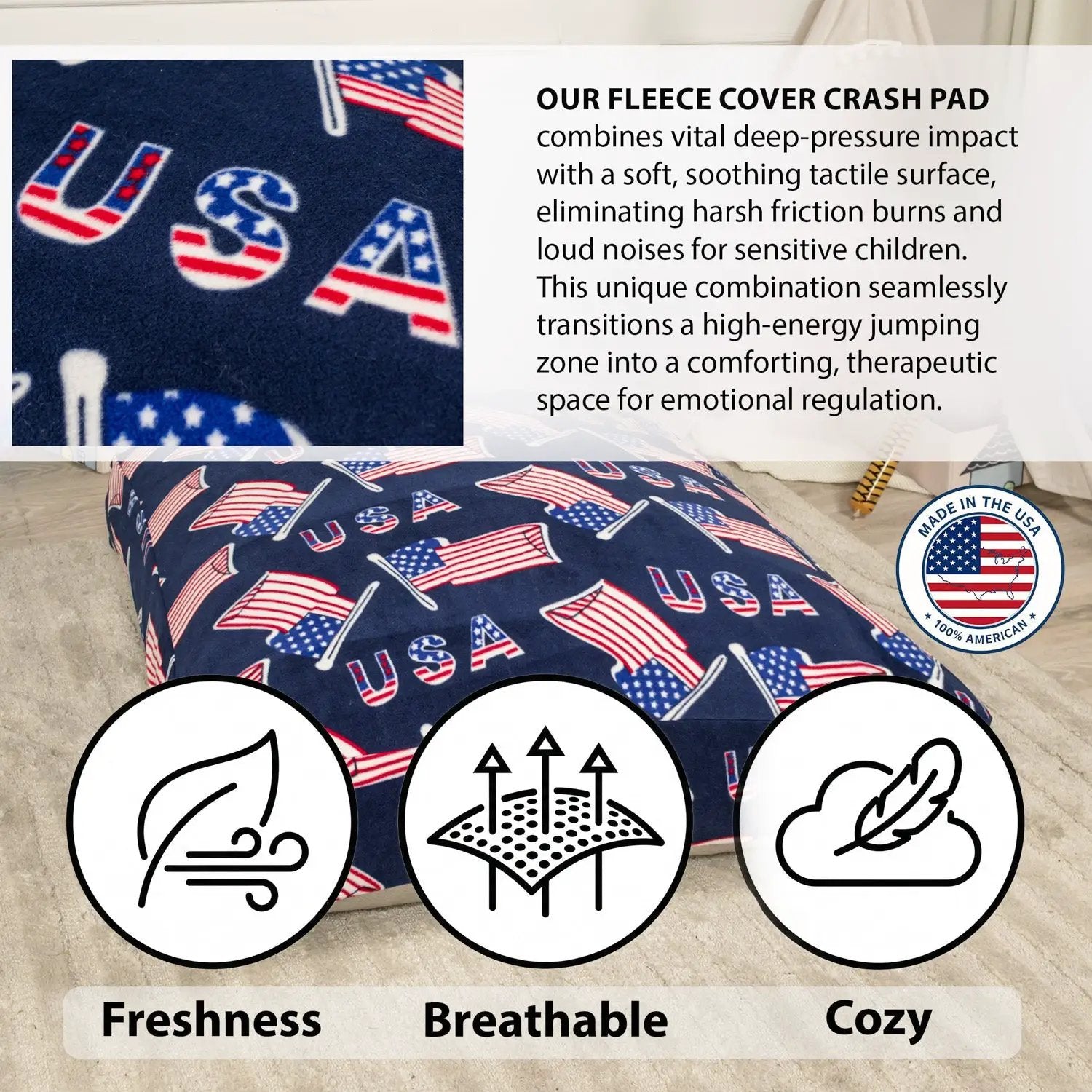 Sensory Crash Pad for Kids & Adults – Removable Washable Fleece Cover by HouseOfZazla