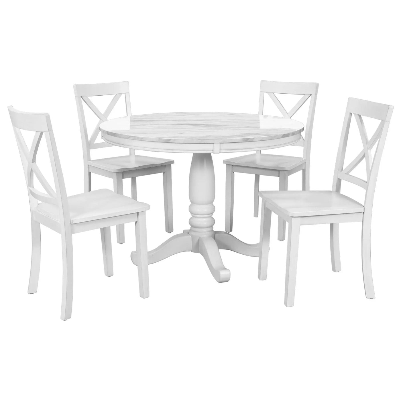 5 Pieces Dining Table And Chairs Set For 4 Persons, Kitchen Room Solid Wood Table With 4 Chairs by HouseOfZazla