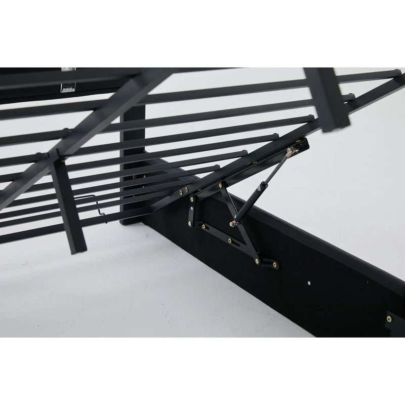 Upholstered Platform Bed Frame With Adjustable LED Headboard, USB C-Charging, Hydraulic Lift by Unique Piece Furniture