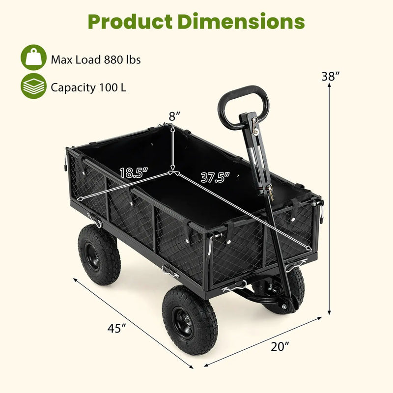 880 lbs Utility Wagon Flatbed with Removable Oxford Cloth Liner by DirectDeals
