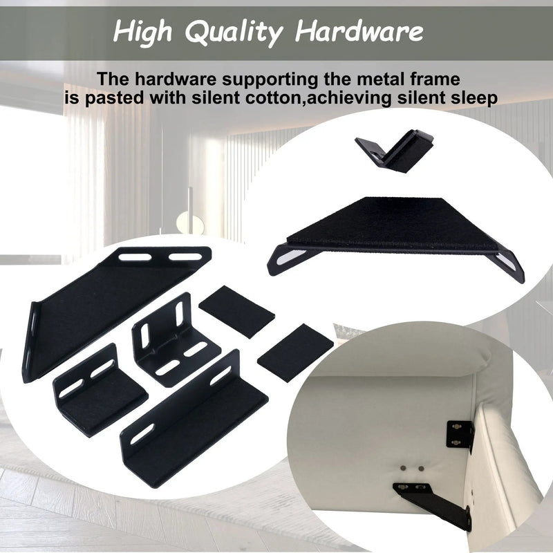 Upholstered Platform Bed With Special Shaped Headboard