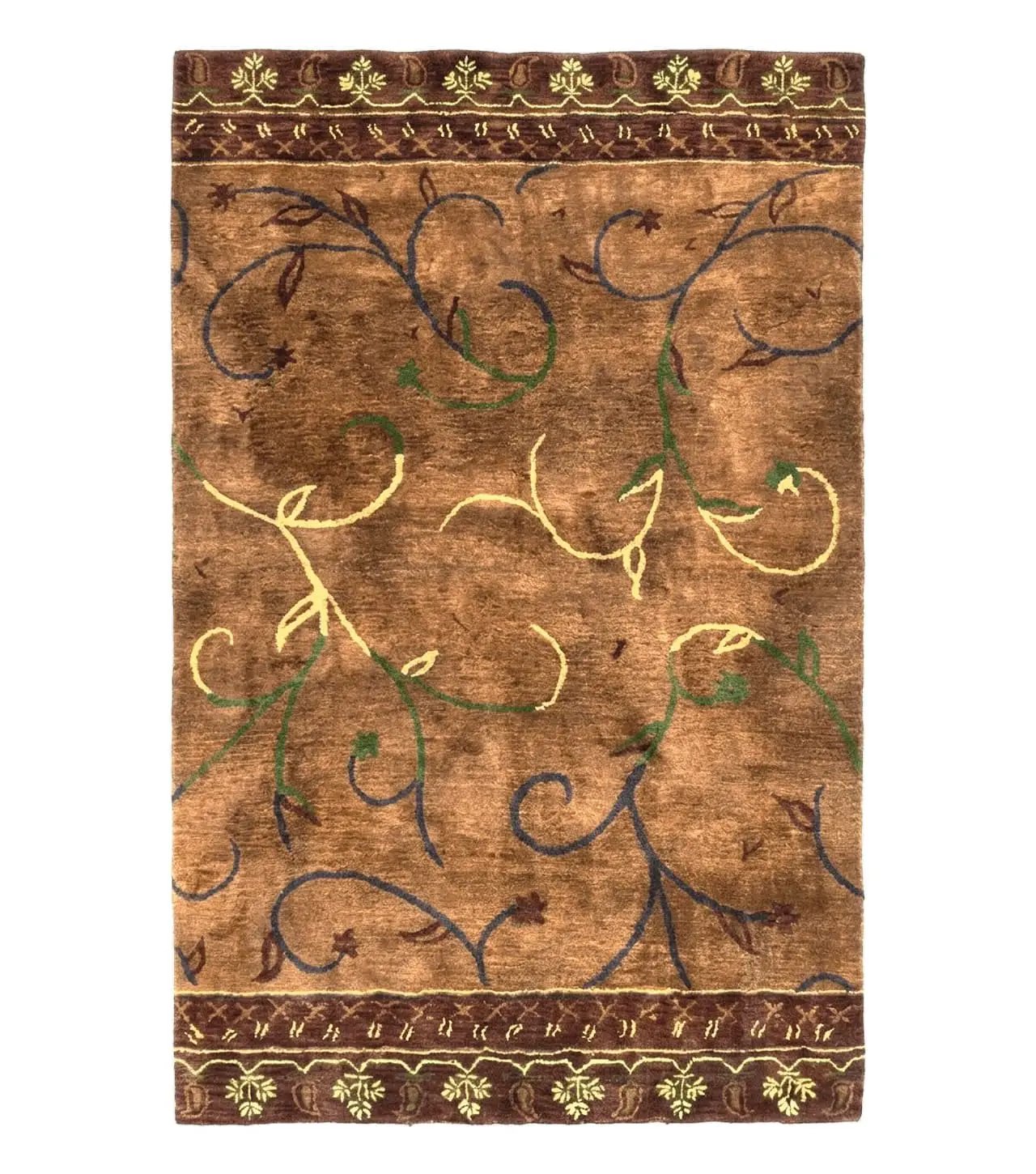 Pottery Barn Rug 5x8, Vintage Hand Tufted Carpet, Wool and Silk, Rust & Maroon by Jewel Rugs