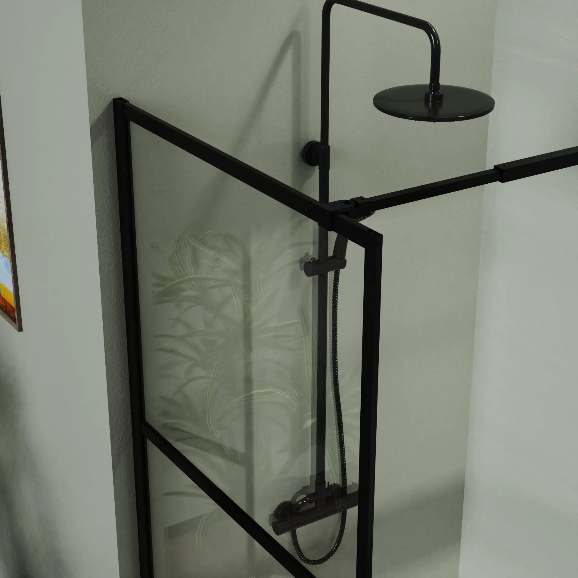 Shower Screen Door Walk In Wet Room, 3 Panel Style - Black by HouseOfZazla