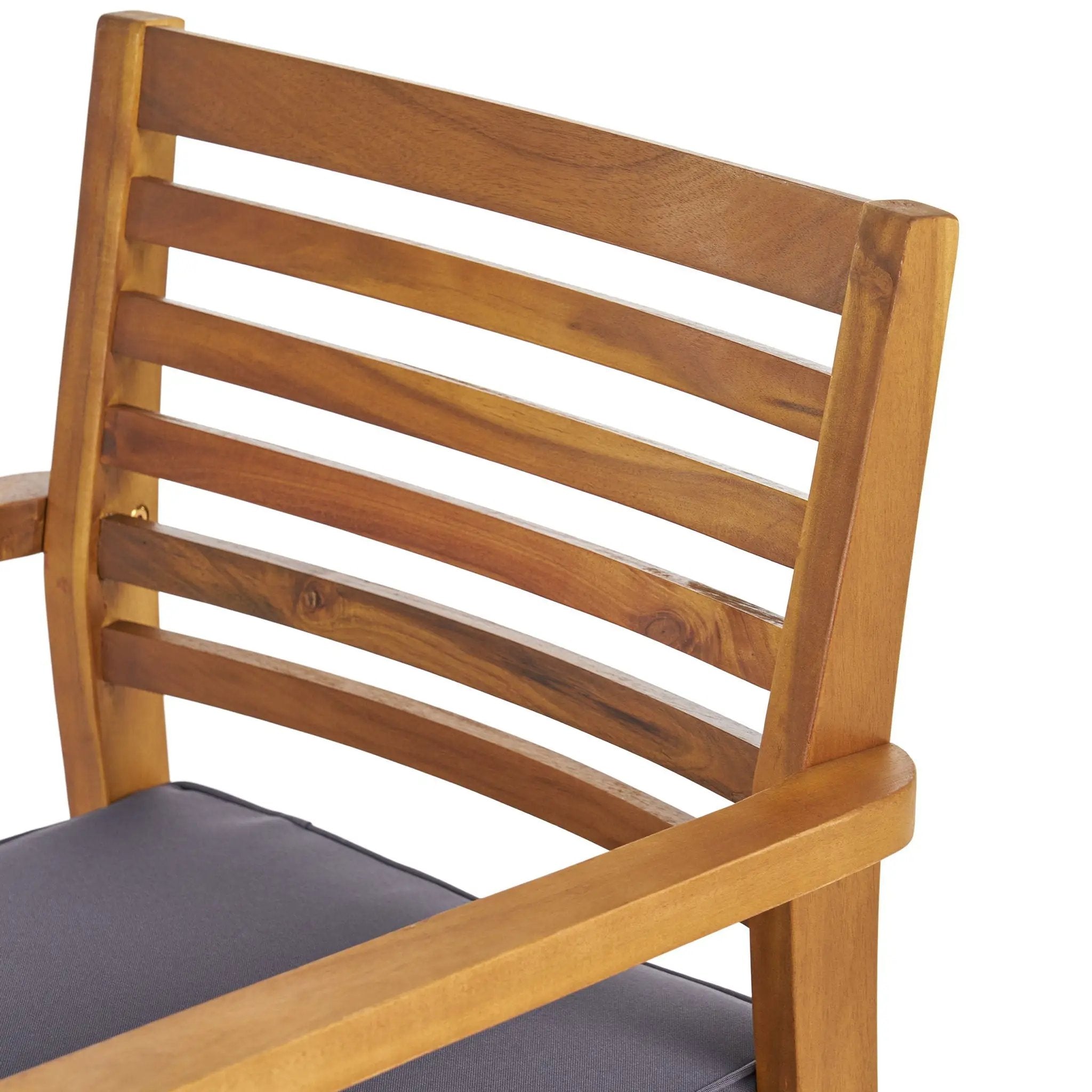 Outdoor Dining Chair With Slat Back And Acacia Wood Frame (Set of 2) - Gray / Teak by HouseOfZazla