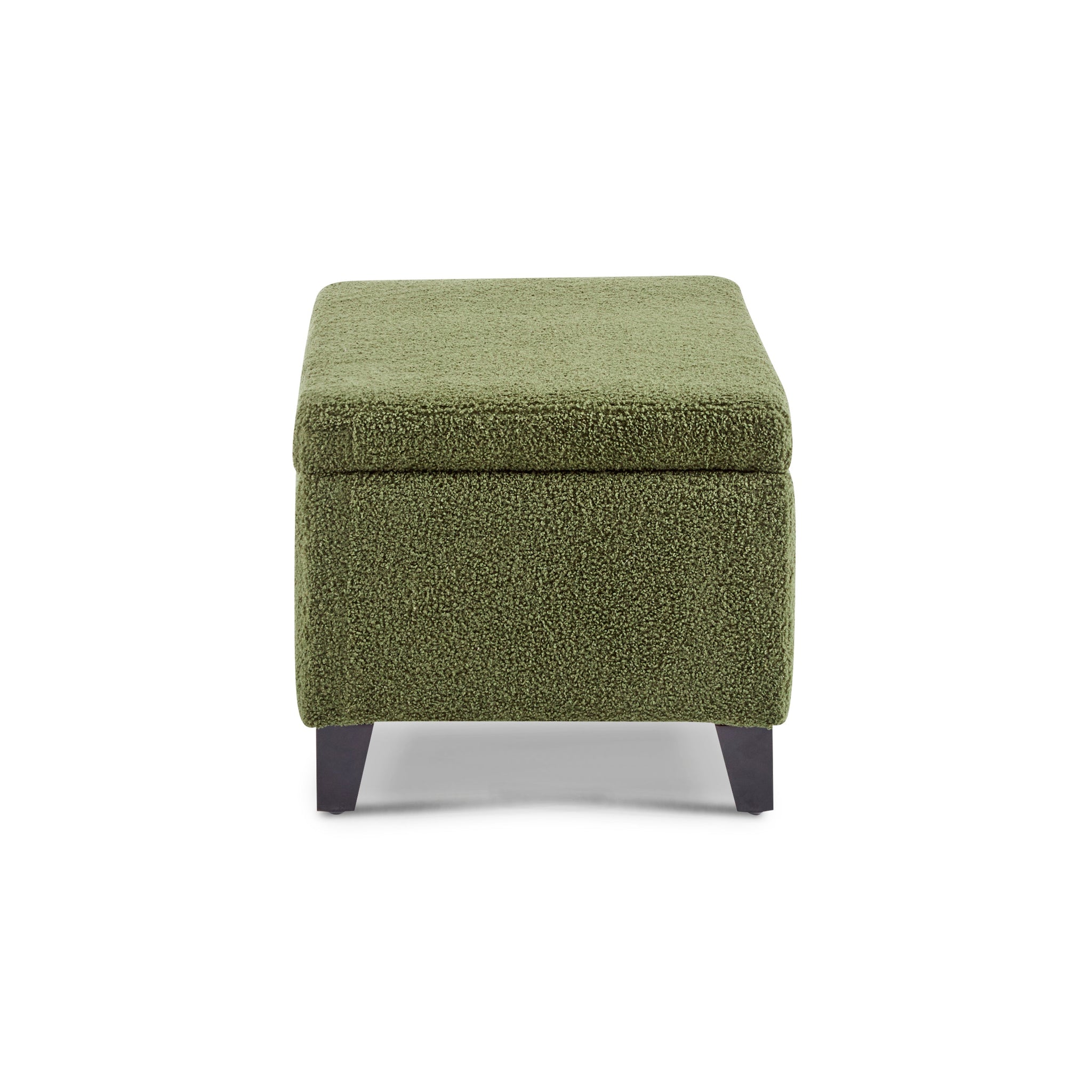 Storage Ottoman with Flip-Top Lid, Easy Assembly, Boucle Fabric & Rubber Wood Legs by HouseOfZazla