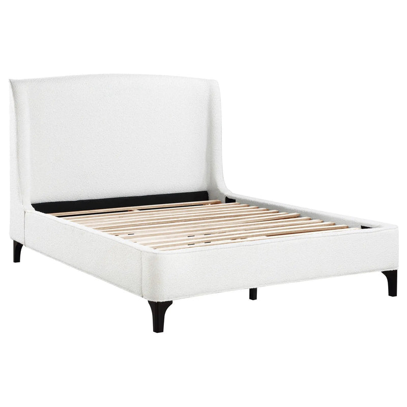 Mosby Upholstered Queen Wingback Bed Snow by Unique Piece Furniture