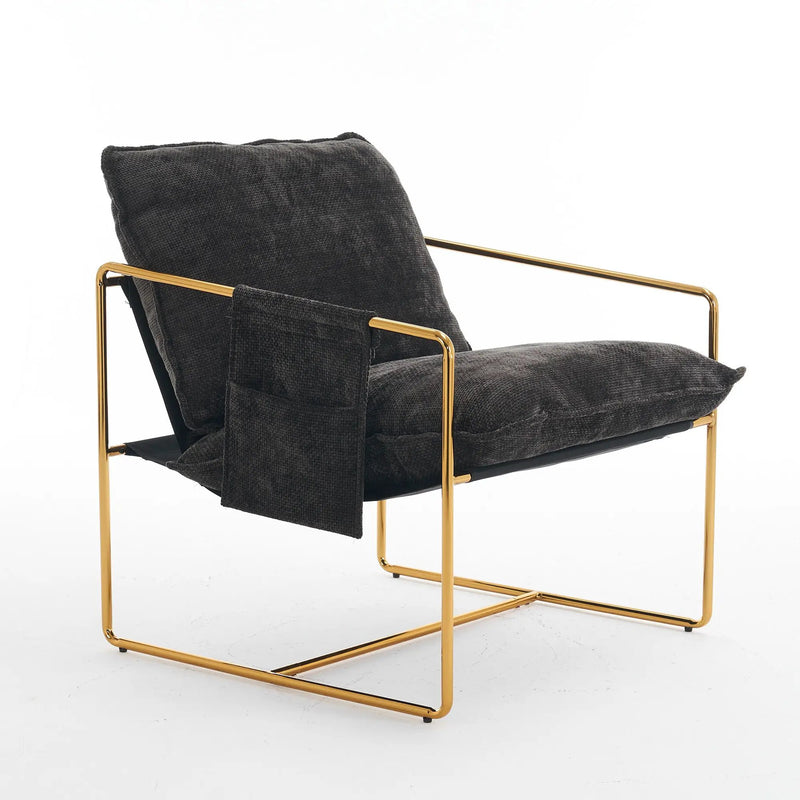 Upholstered Hanging Armchair With Arm Pocketsmetal Frame (Set of 2), Plated Craftsmanship, Crushed Foam Cushions And Skin-Friendly Woven Fabric For Living Room And Bedroom by HouseOfZazla
