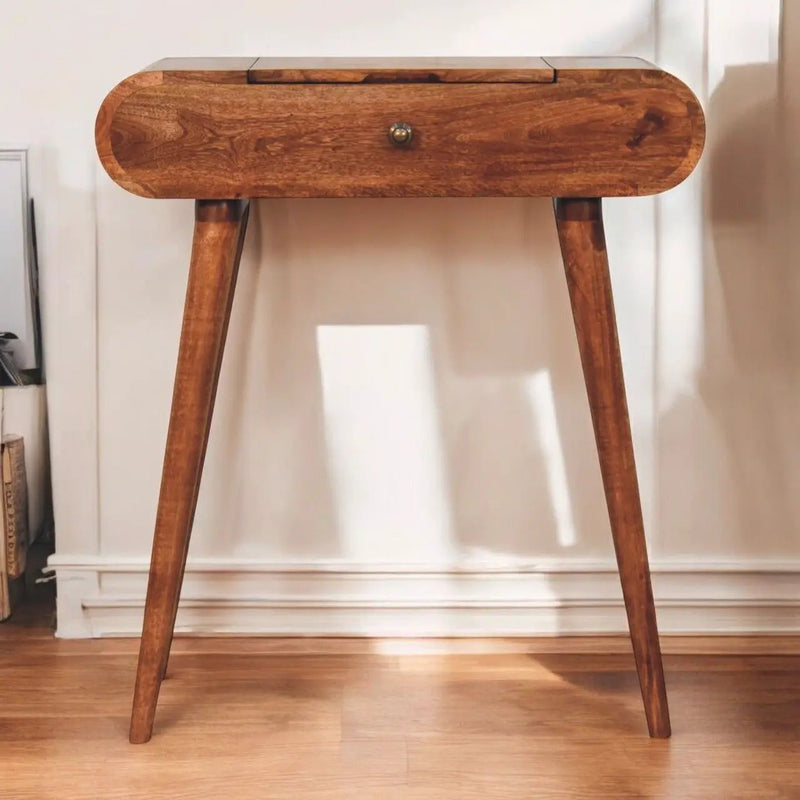 Mini Dressing Table With Foldable Mirror - Caramel by Unique Piece Furniture