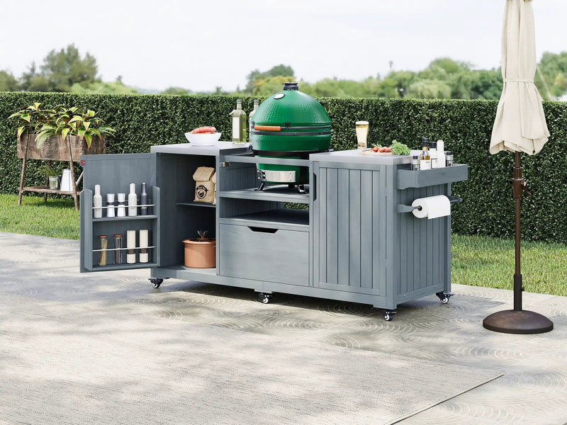 K&K 66.5" Outdoor Kitchen Island for Big Green Egg Grills by HouseOfZazla