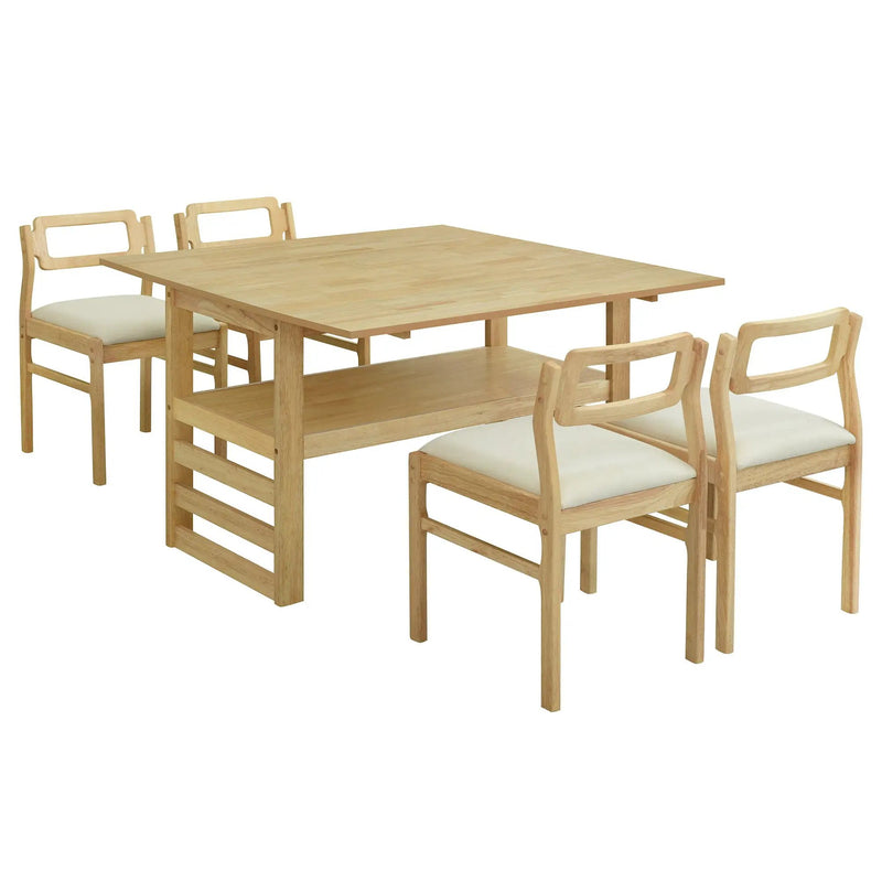 5 Piece Extendable Wood Square Dining Table Set With 2 Drop Leaves by Unique Piece Furniture