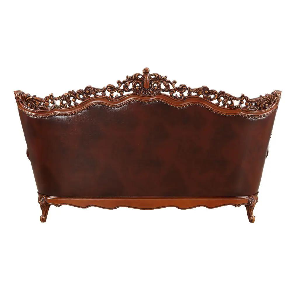 Eustoma - Sofa - Cherry Top Grain Leather Match & Walnut by Unique Piece Furniture