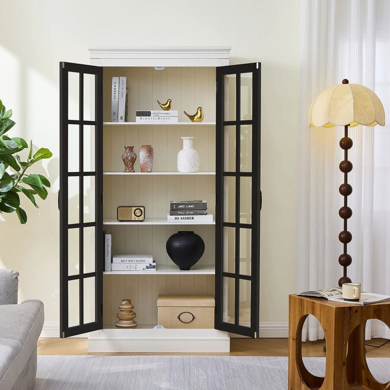 Rustic Style Display Cabinet With Glass Doors For Collectibles by Unique Piece Furniture