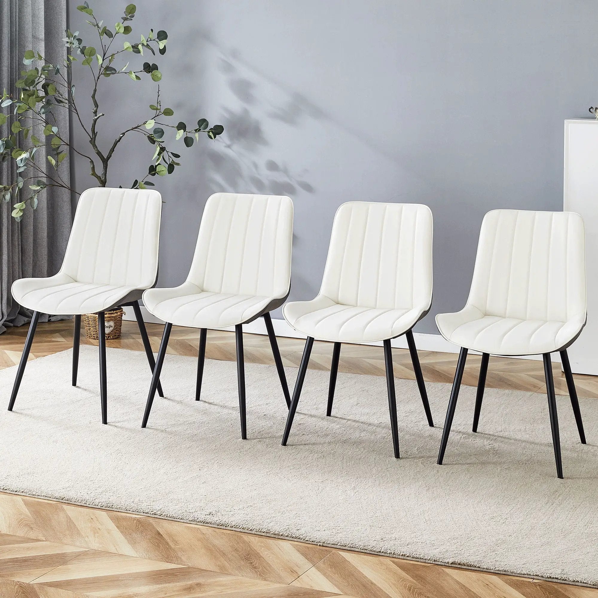 Modern Minimalist Dining Chair Set, Extended Seat Cushion by Unique Piece Furniture