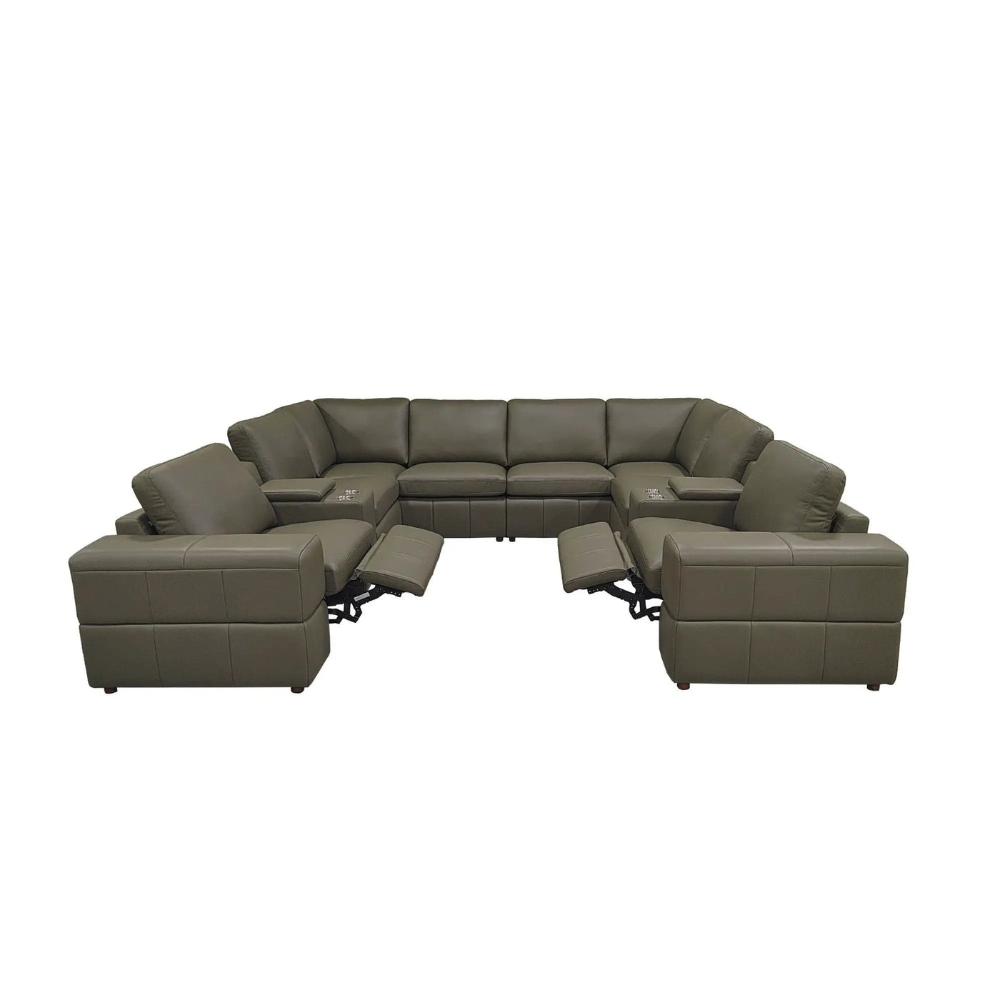 Upholstered Large Arms Sectional With Recliner Seats by Unique Piece Furniture