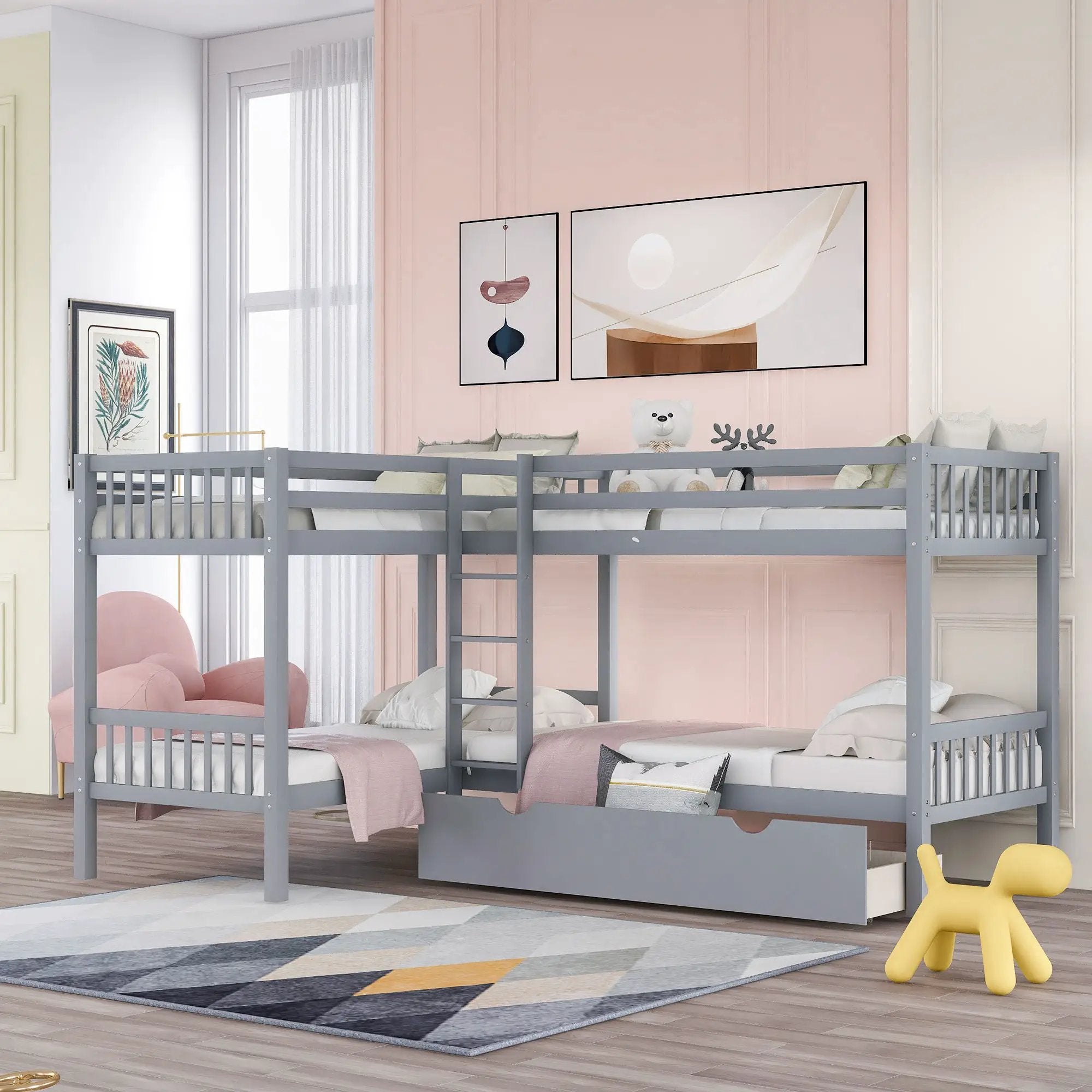 L Shaped Bunk Bed With Drawers by HouseOfZazla