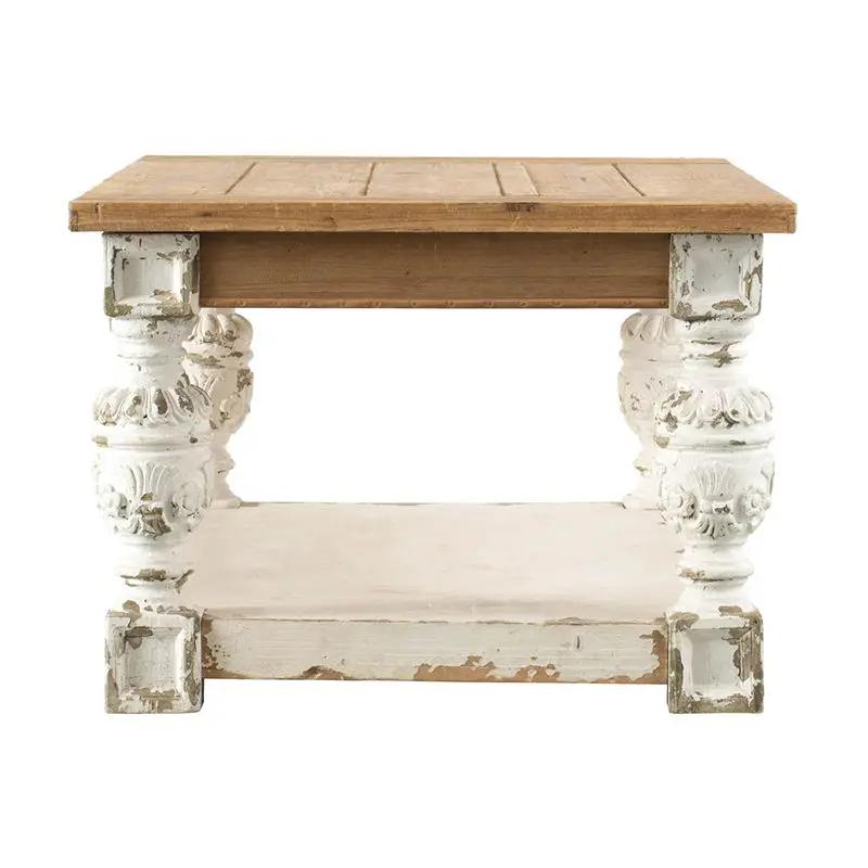 Rectangle Coffee Wooden Coffee Table, French Country Coffee Table - Brown / Antique White by Unique Piece Furniture