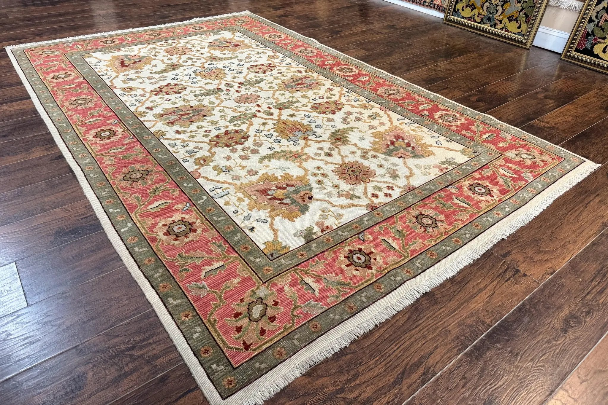 Flatweave Soumak Rug 6x9, Nourison Rug, Wool Handmade, Floral, Ivory by Jewel Rugs